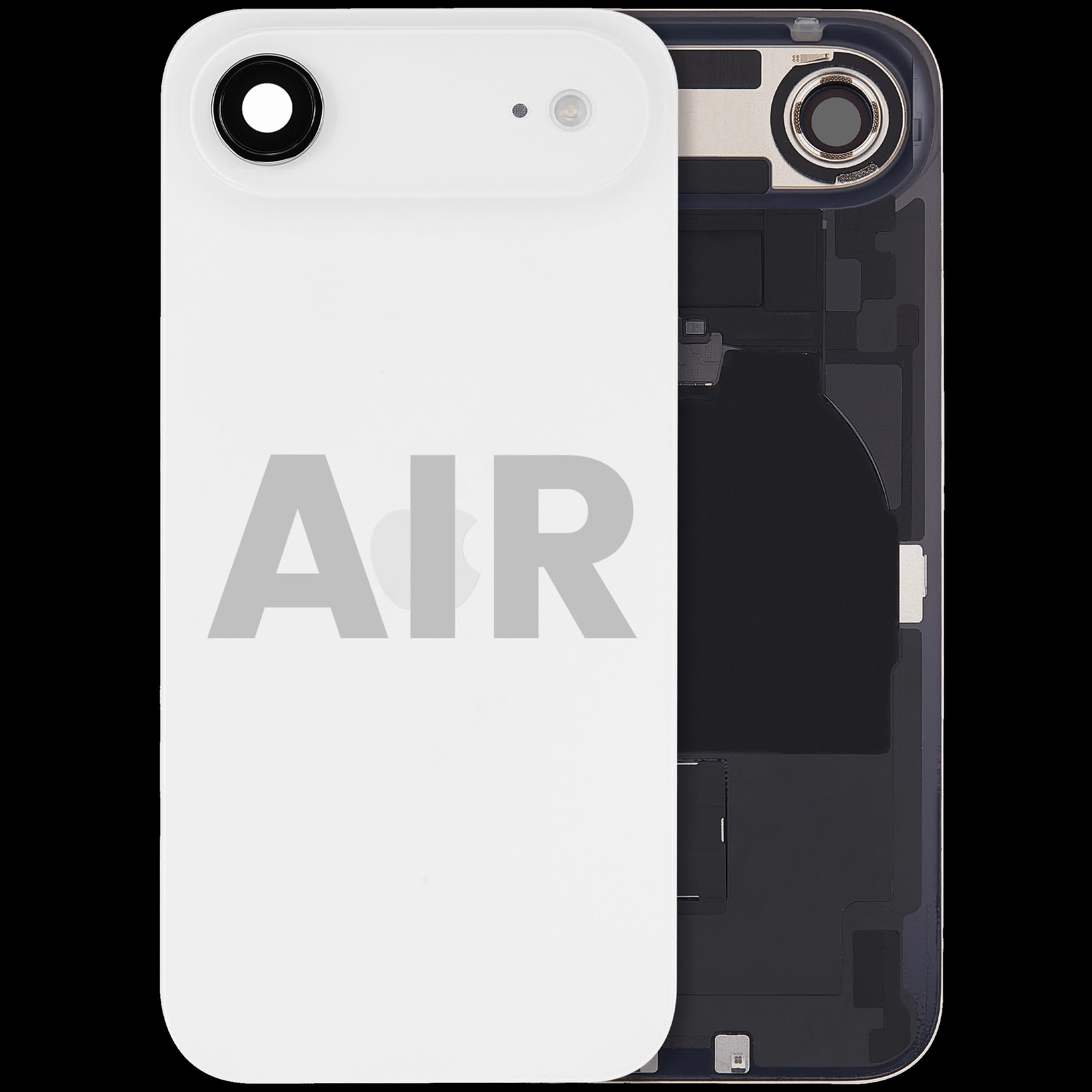 Rückglas mit MagSafe Magnet & NFC & Taschenlampen-Flexkabel für iPhone Air (ausgebautes Originalteil: Grade C) (Cloud White)