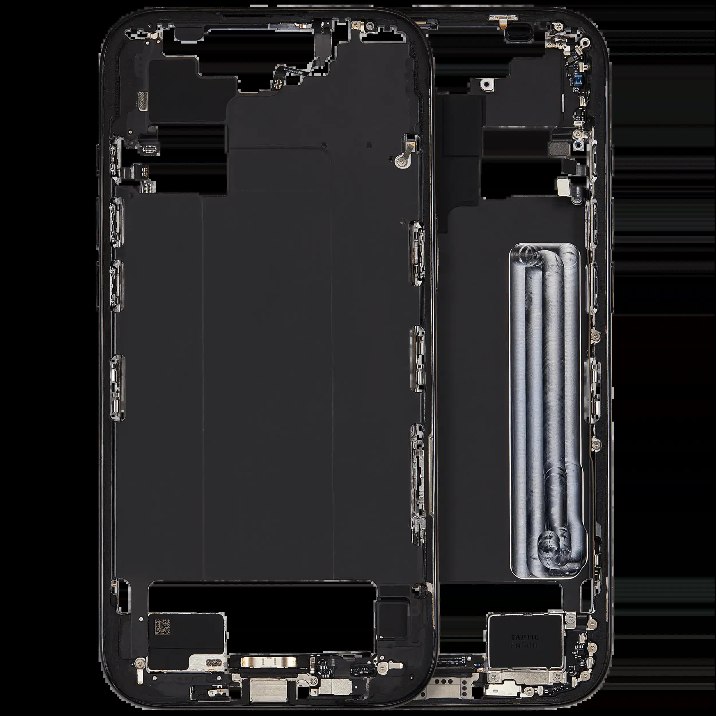 Mittelrahmen mit Ladebuchsen-Flex und Kleinteilen für iPhone Air (US / EU Version) (ausgebautes Originalteil: Grade B) (Space Black)