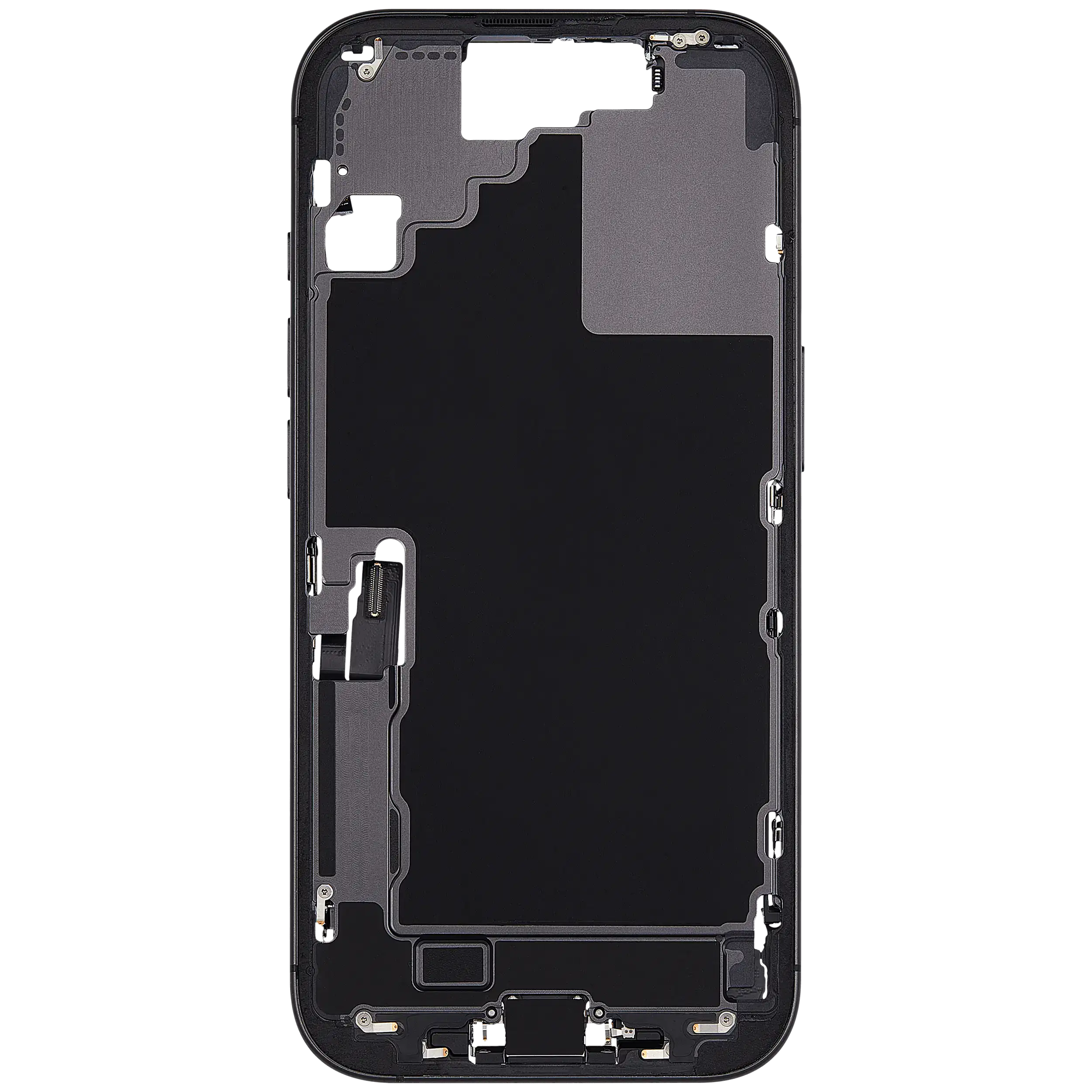 Mittelrahmen mit Ladebuchsen-Flex und Kleinteilen für iPhone 17 (US-Version) (ausgebautes Originalteil: Grade B) (Black (Schwarz)) – Bild 3