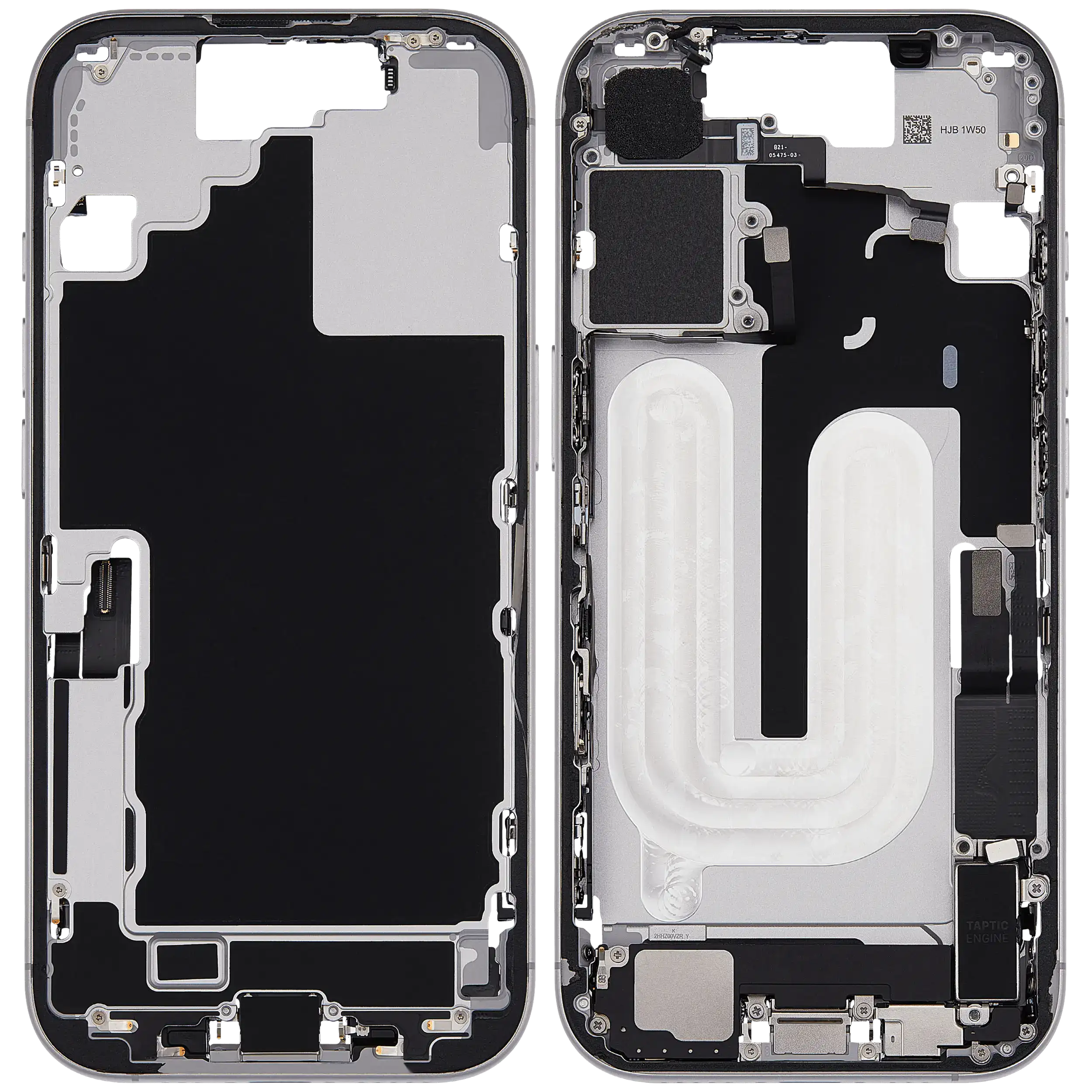 Mittelrahmen mit Ladebuchsen-Flex und Kleinteilen für iPhone 17 (US-Version) (ausgebautes Originalteil: Grade B) (White (Weiß)) – Bild 2