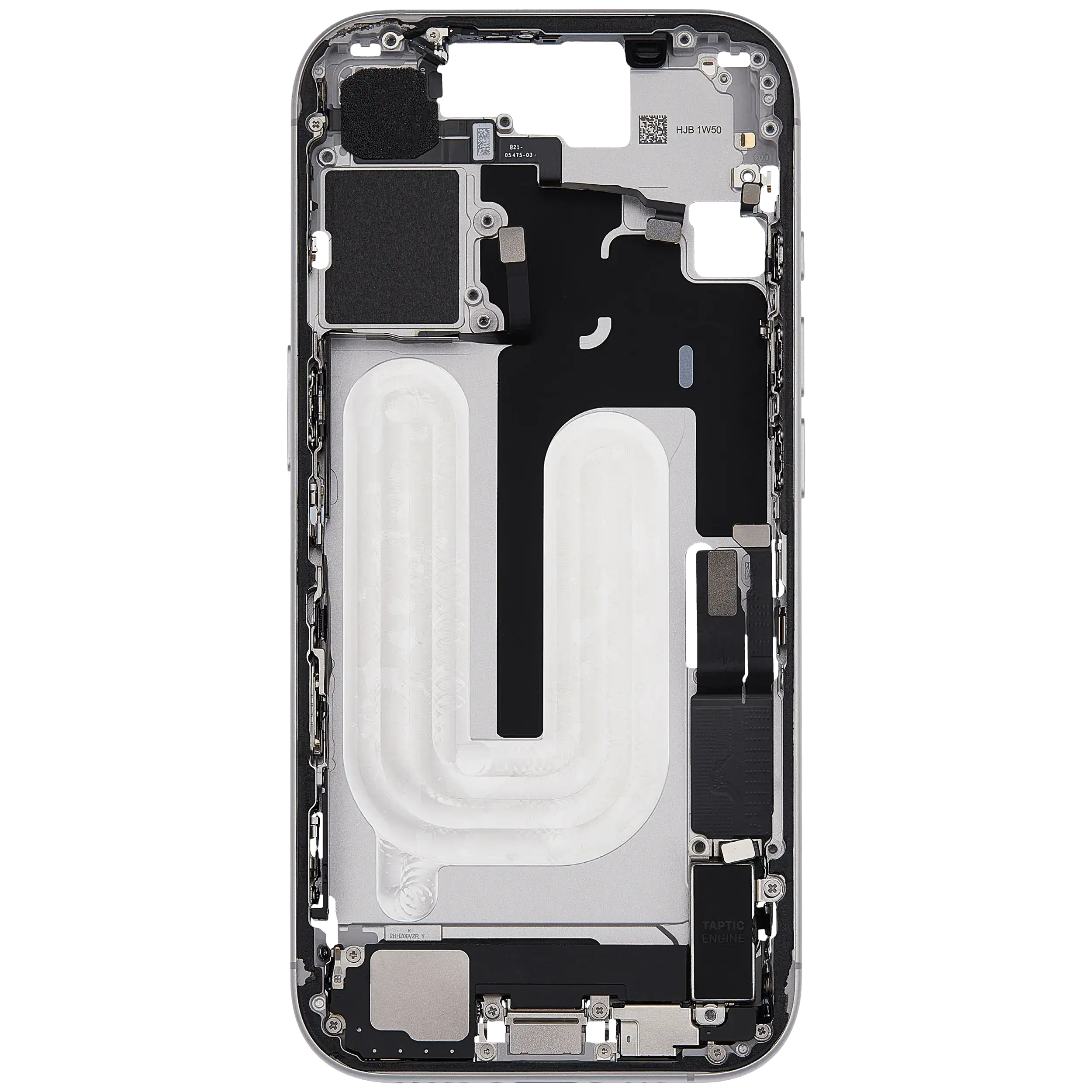 Mittelrahmen mit Ladebuchsen-Flex und Kleinteilen für iPhone 17 (US-Version) (ausgebautes Originalteil: Grade B) (White (Weiß)) – Bild 4