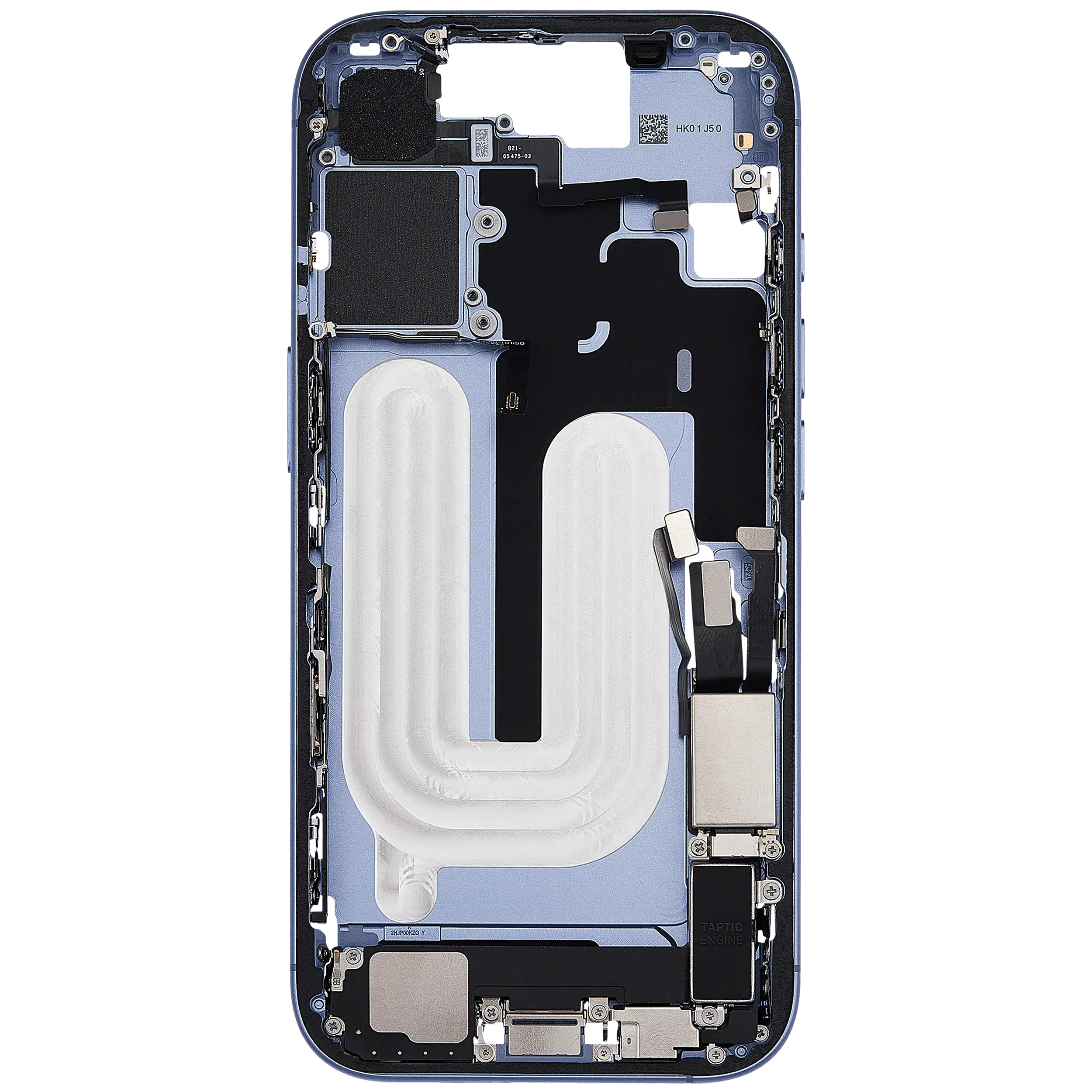 Mittelrahmen mit Ladebuchsen-Flex und Kleinteilen für iPhone 17 (US-Version) (ausgebautes Originalteil: Grade C) (Mist Blue) – Bild 4