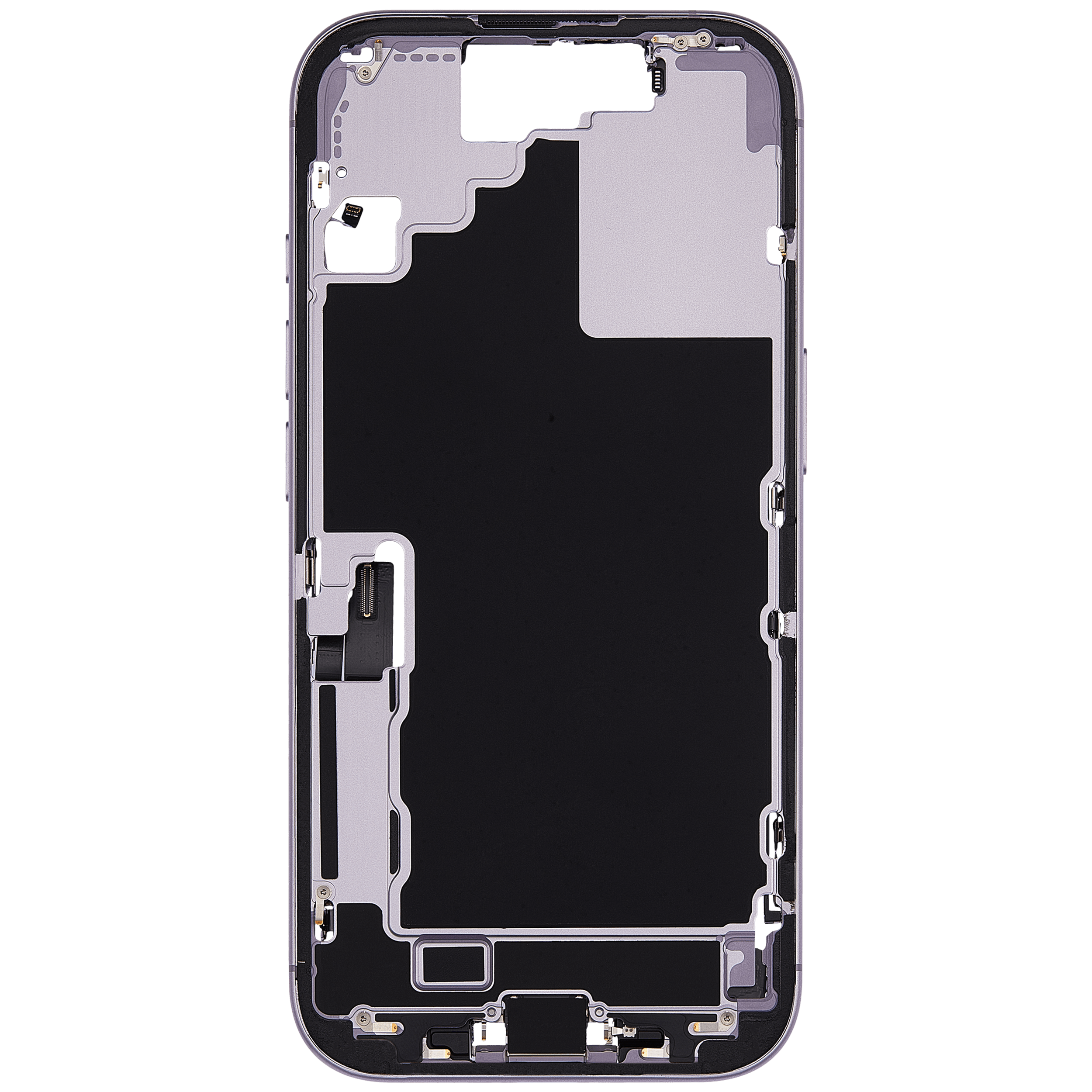 Mittelrahmen mit Ladebuchsen-Flex und Kleinteilen für iPhone 17 (US-Version) (ausgebautes Originalteil: Grade C) (Lavender) – Bild 3