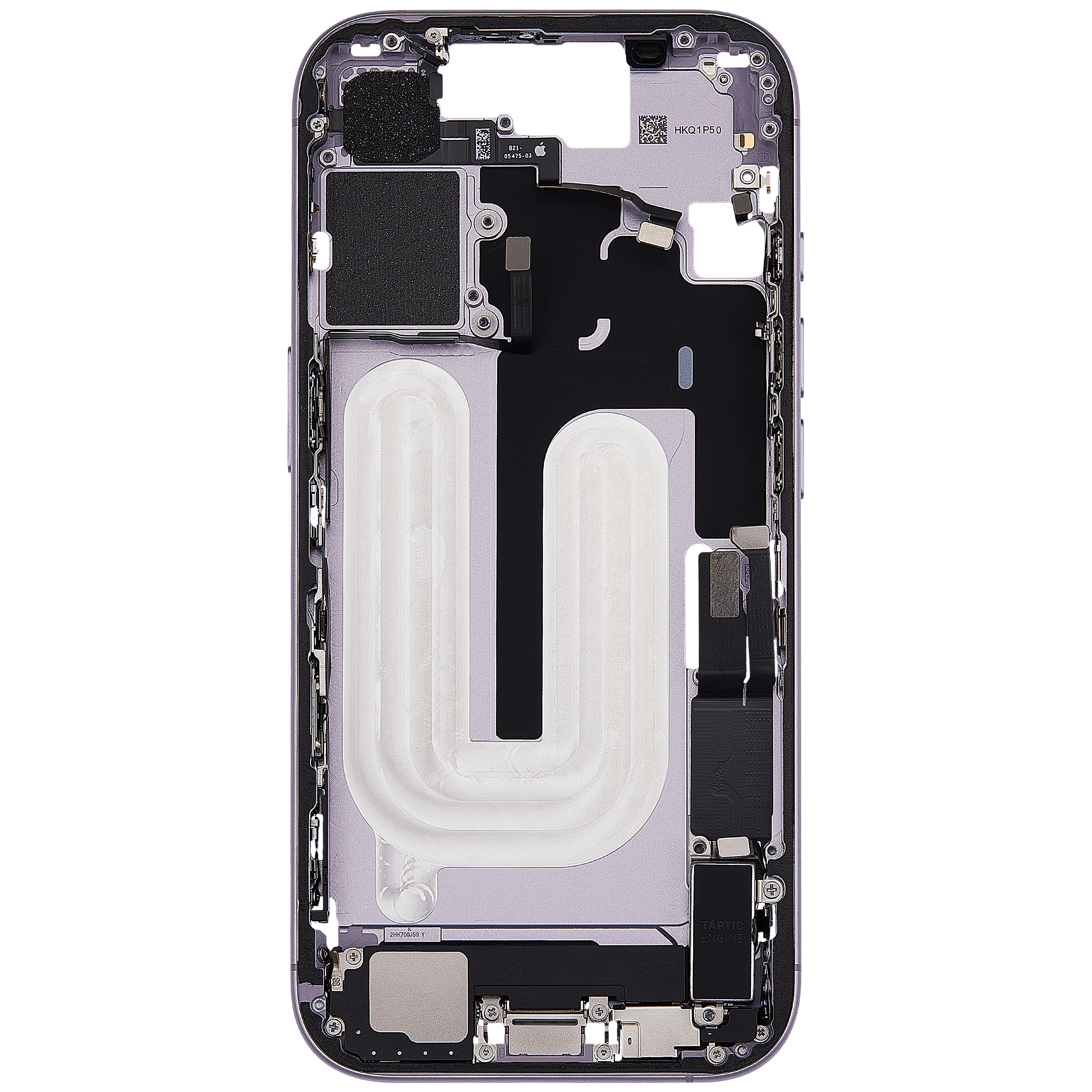 Mittelrahmen mit Ladebuchsen-Flex und Kleinteilen für iPhone 17 (US-Version) (ausgebautes Originalteil: Grade C) (Lavender) – Bild 4