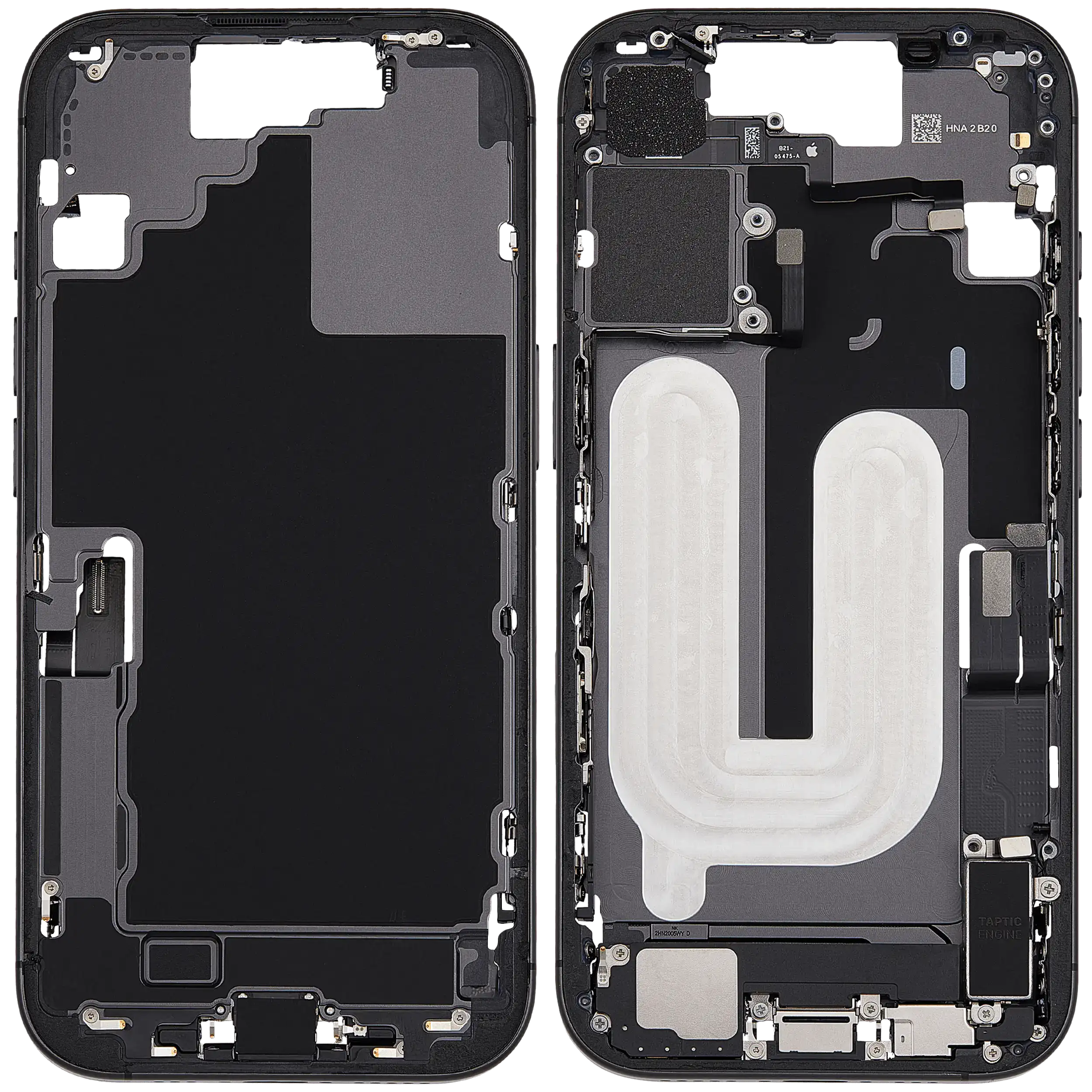 Mittelrahmen mit Ladebuchsen-Flex und Kleinteilen für iPhone 17 (EU / globale Version) (ausgebautes Originalteil: Grade B) (Black (Schwarz)) – Bild 2