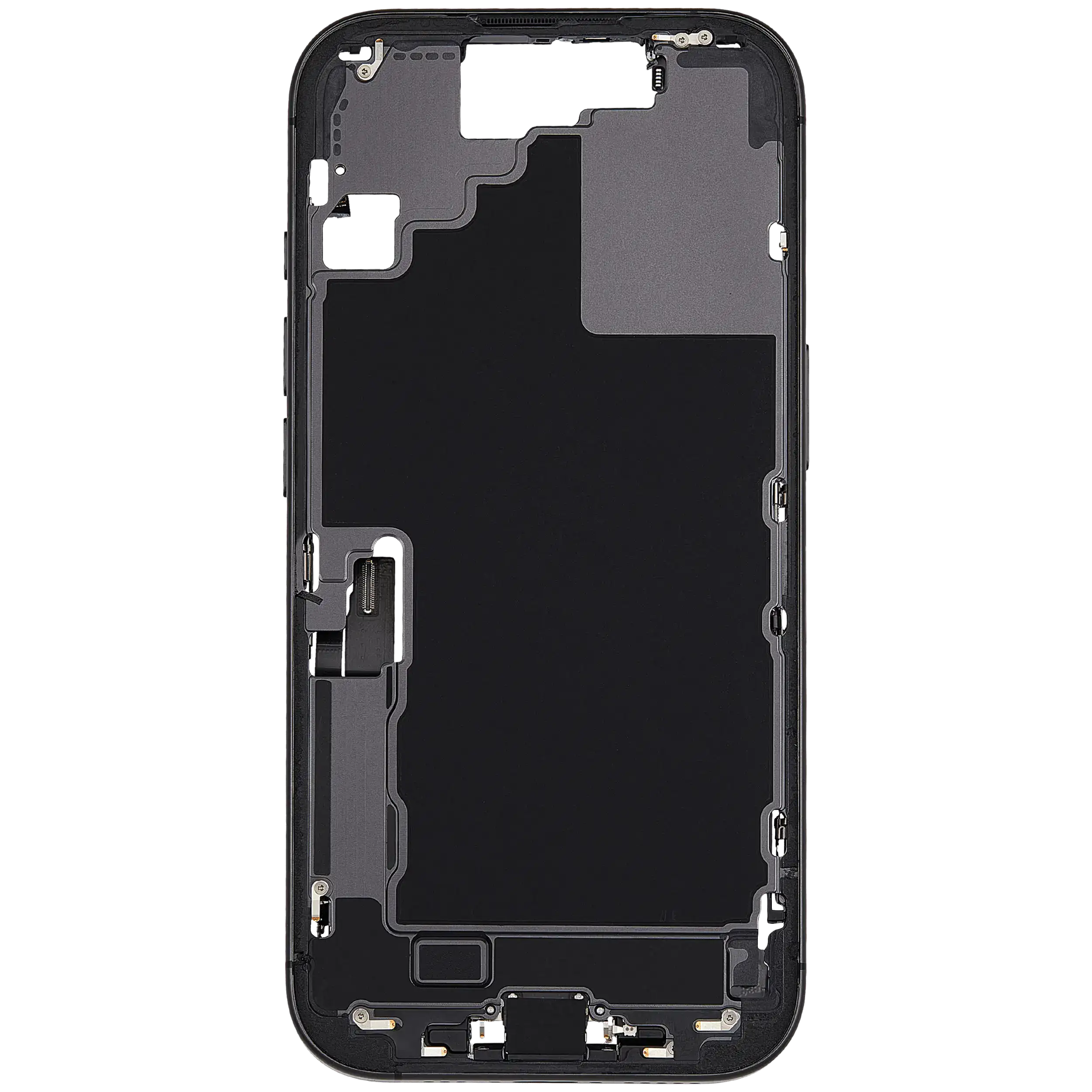 Mittelrahmen mit Ladebuchsen-Flex und Kleinteilen für iPhone 17 (EU / globale Version) (ausgebautes Originalteil: Grade B) (Black (Schwarz)) – Bild 3