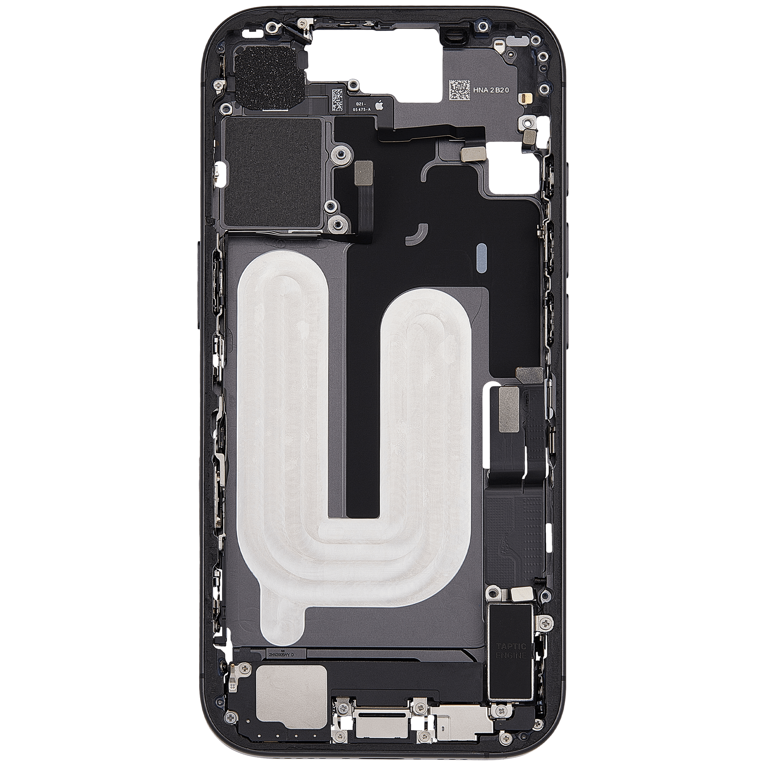 Mittelrahmen mit Ladebuchsen-Flex und Kleinteilen für iPhone 17 (EU / globale Version) (ausgebautes Originalteil: Grade B) (Black (Schwarz)) – Bild 4