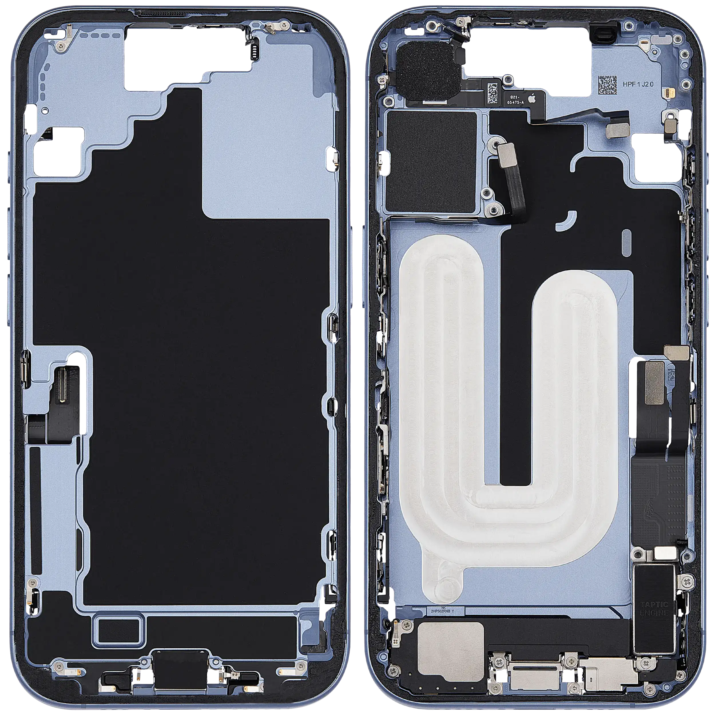 Mittelrahmen mit Ladebuchsen-Flex und Kleinteilen für iPhone 17 (EU / globale Version) (ausgebautes Originalteil: Grade B) (Mist Blue) – Bild 2