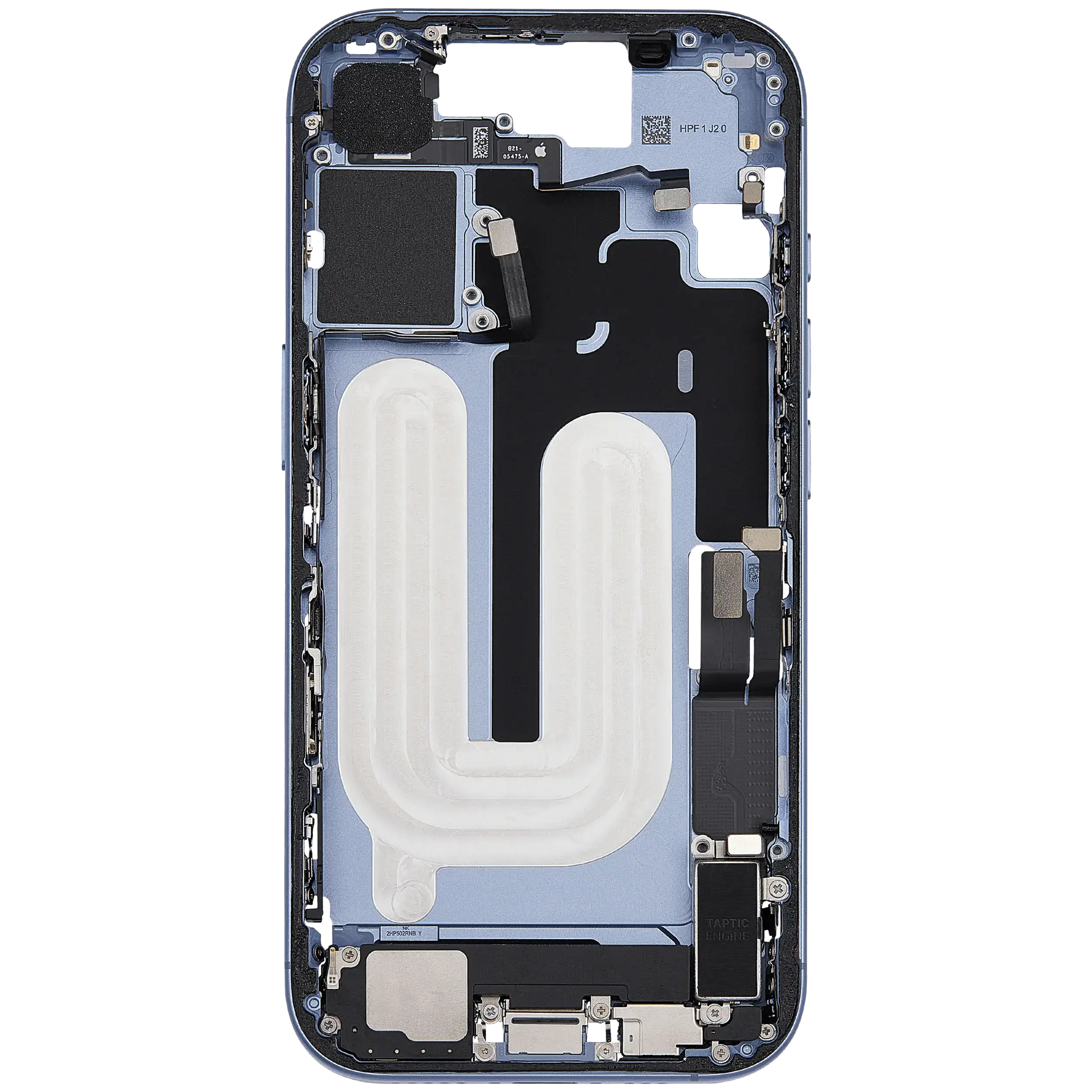 Mittelrahmen mit Ladebuchsen-Flex und Kleinteilen für iPhone 17 (EU / globale Version) (ausgebautes Originalteil: Grade B) (Mist Blue) – Bild 4