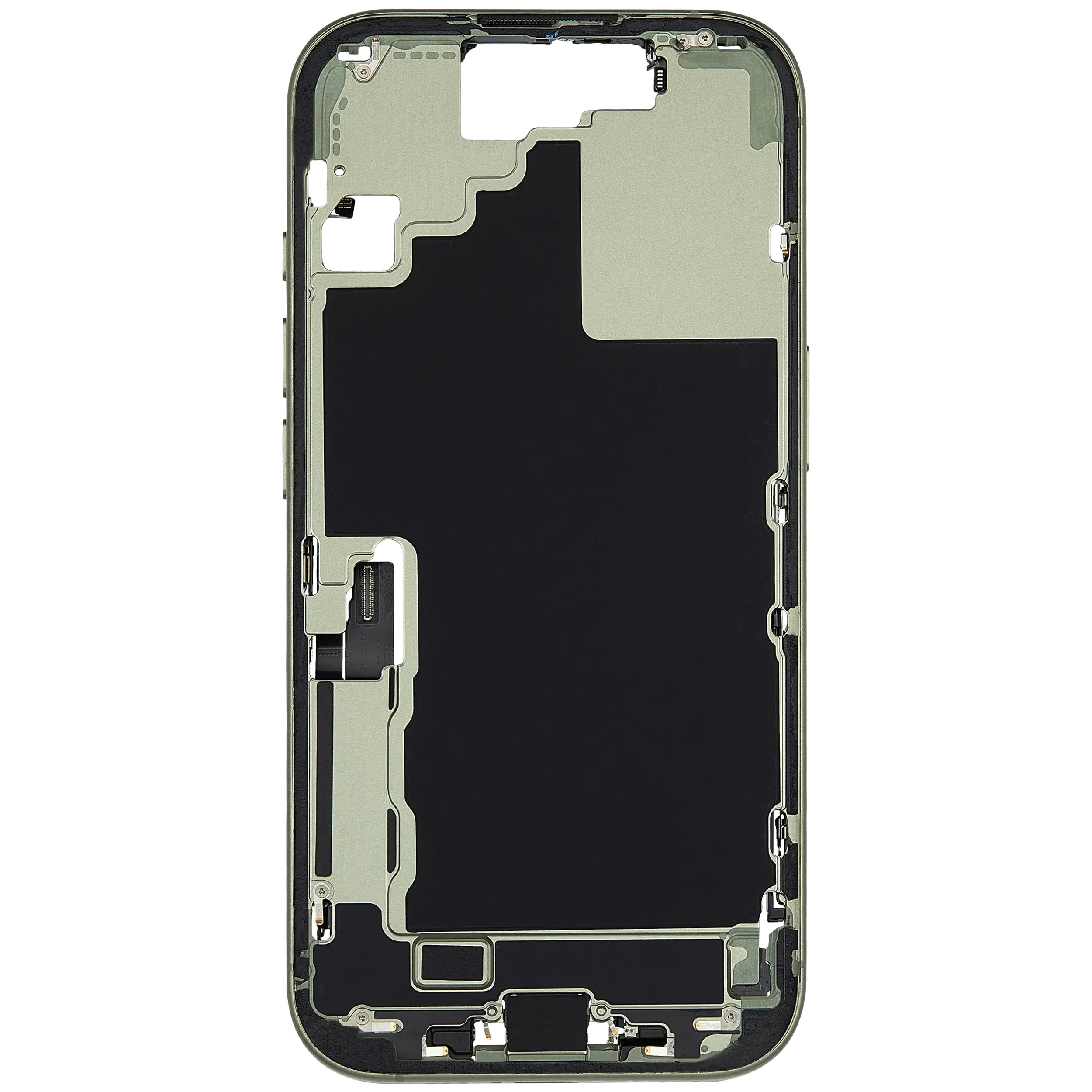Mittelrahmen mit Ladebuchsen-Flex und Kleinteilen für iPhone 17 (EU / globale Version) (ausgebautes Originalteil: Grade B) (Sage) – Bild 3