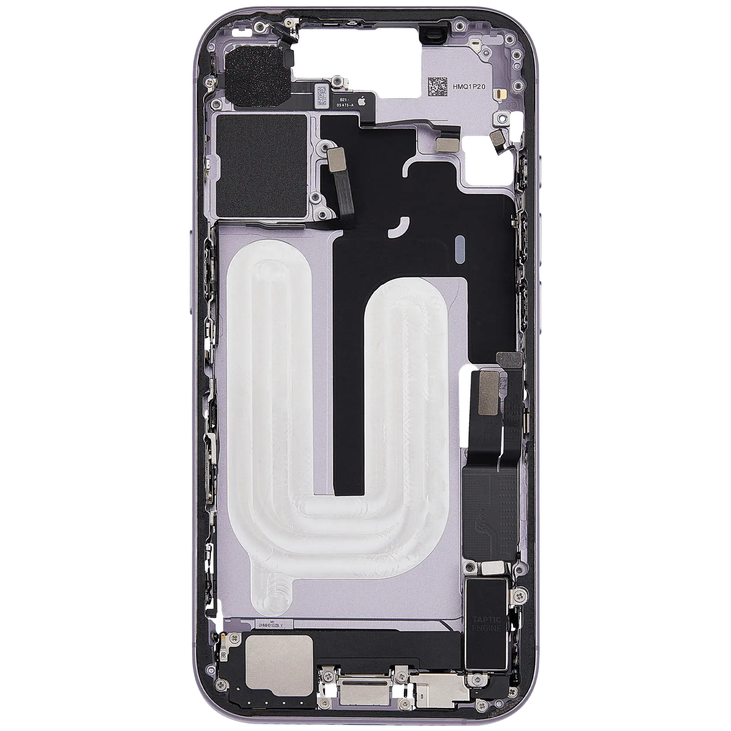 Mittelrahmen mit Ladebuchsen-Flex und Kleinteilen für iPhone 17 (EU / globale Version) (ausgebautes Originalteil: Grade B) (Lavender) – Bild 4