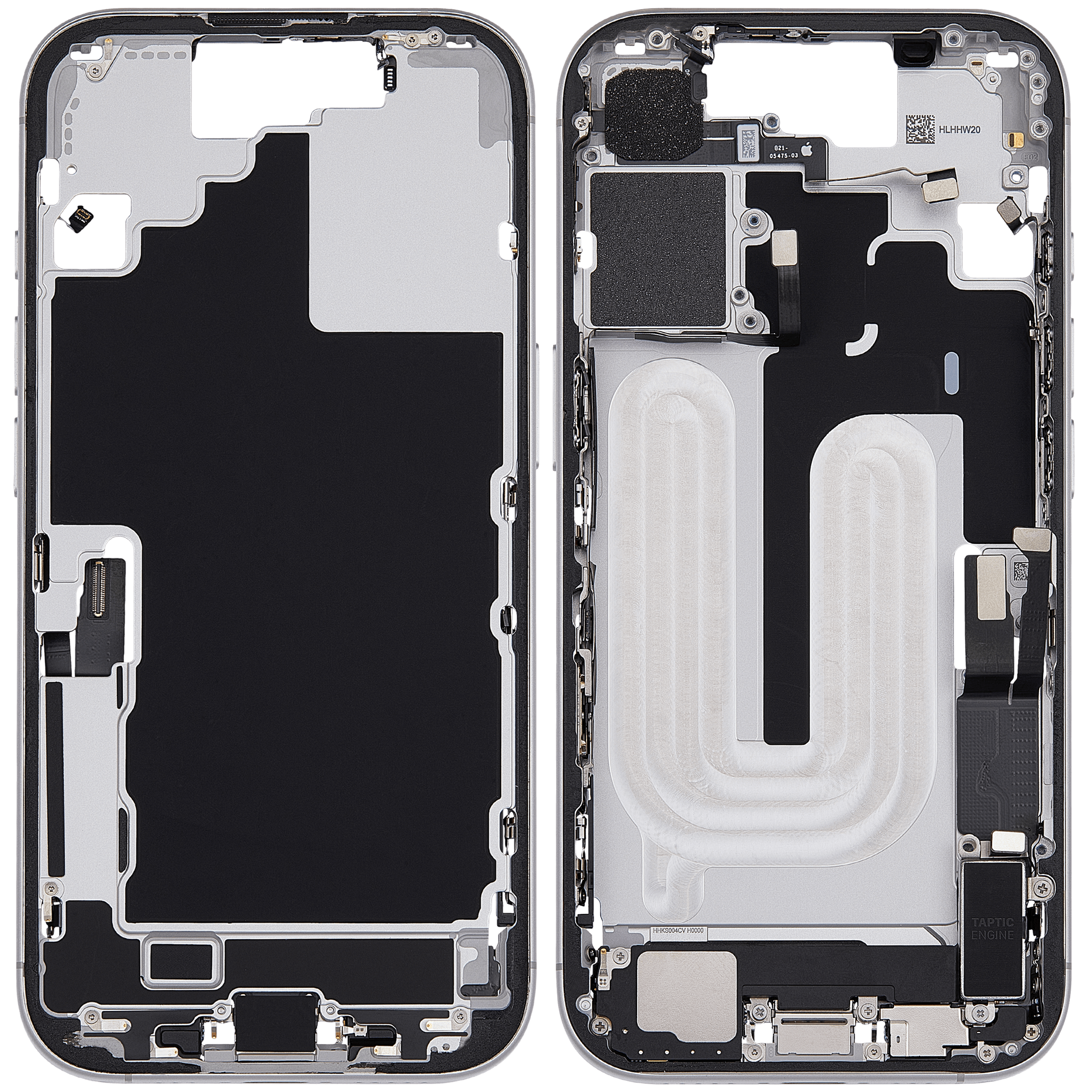 Mittelrahmen mit Ladebuchsen-Flex und Kleinteilen für iPhone 17 (EU / globale Version) (ausgebautes Originalteil: Grade C) (White (Weiß)) – Bild 2
