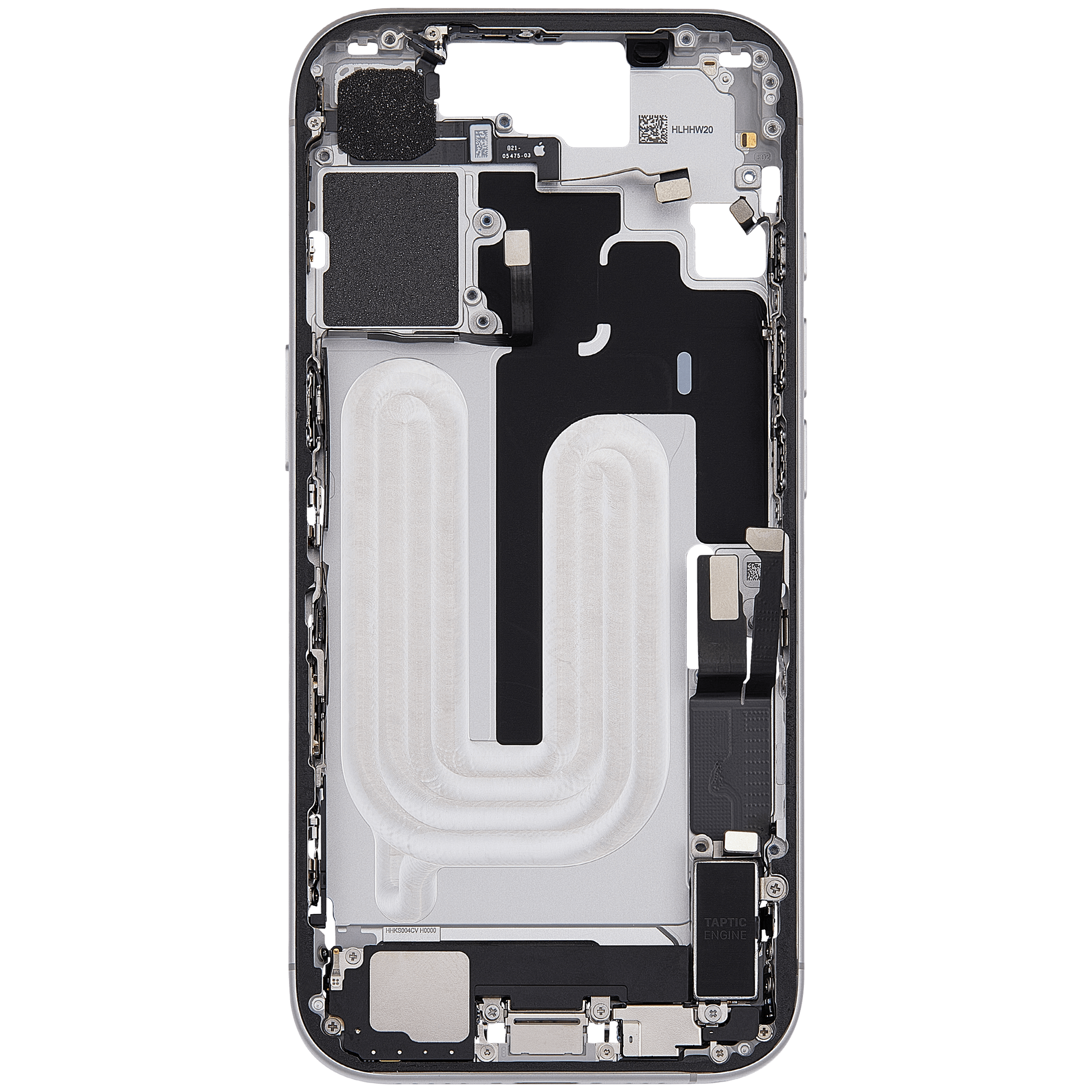 Mittelrahmen mit Ladebuchsen-Flex und Kleinteilen für iPhone 17 (EU / globale Version) (ausgebautes Originalteil: Grade C) (White (Weiß)) – Bild 4