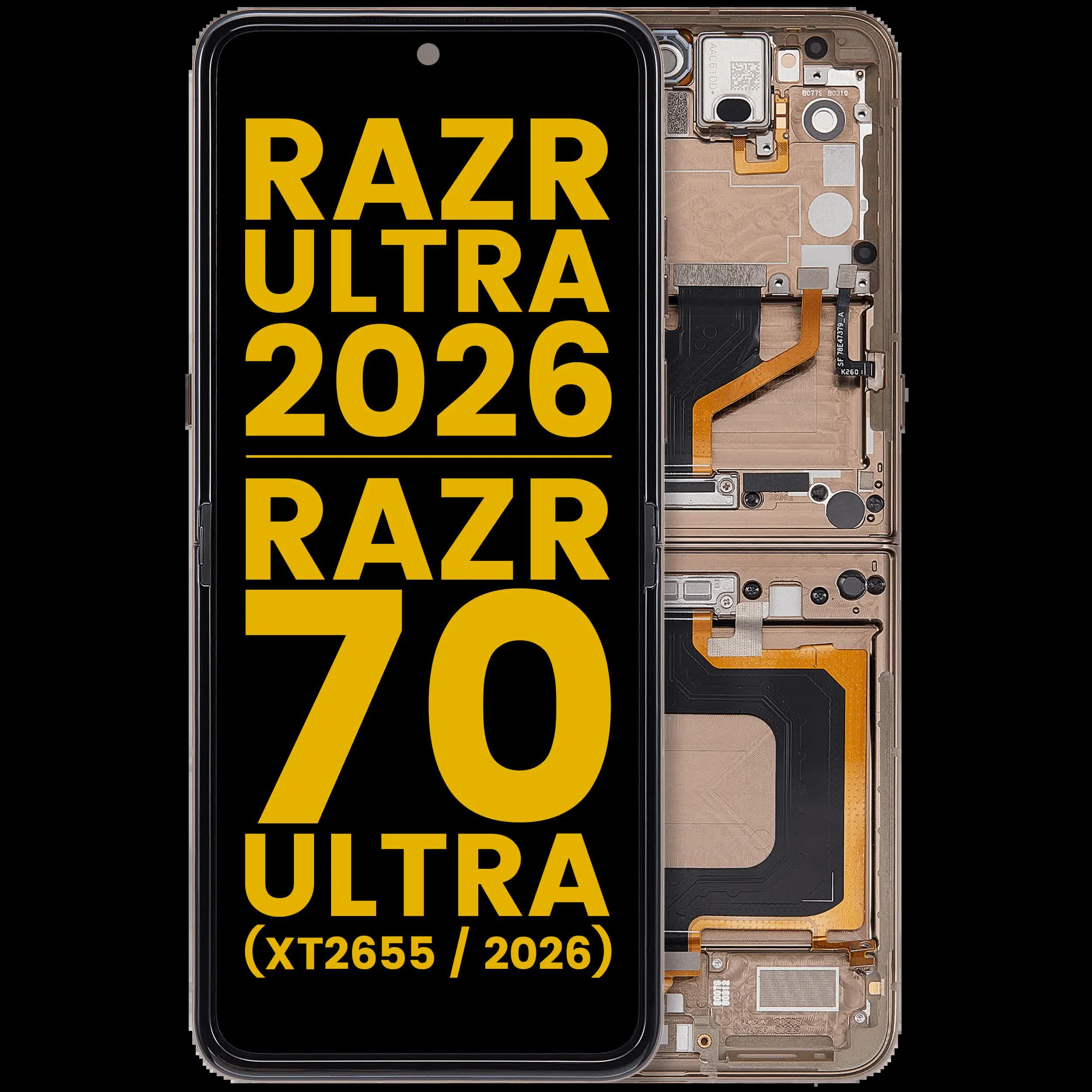OLED Display mit Rahmen für Motorola Razr Ultra 2026 / Razr 70 Ultra (XT2655 / 2026) (professionell aufgearbeitet) (Cocoa)