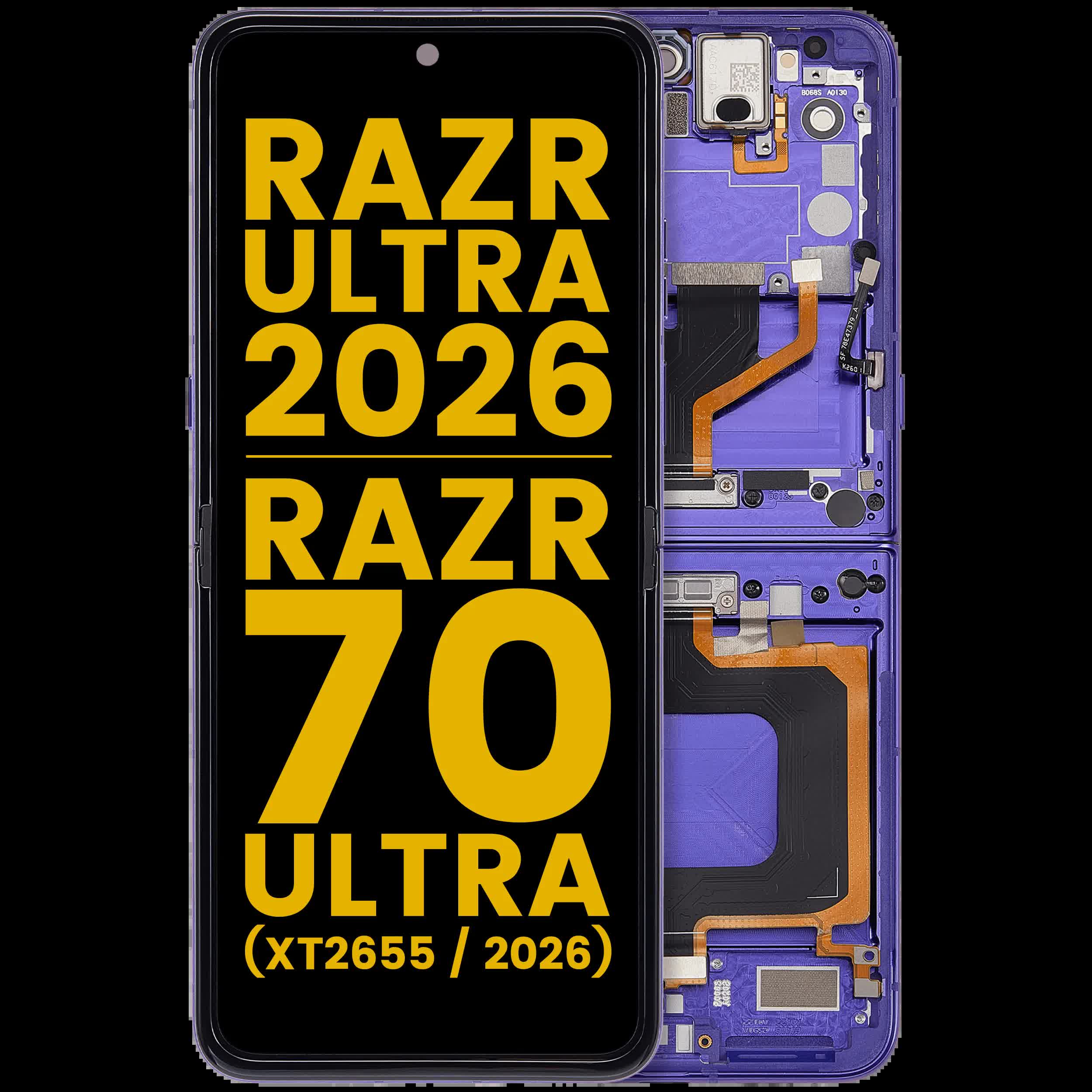 OLED Display mit Rahmen für Motorola Razr Ultra 2026 / Razr 70 Ultra (XT2655 / 2026) (professionell aufgearbeitet) (Orient Blue)