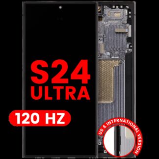 OLED Display mit Rahmen für Samsung Galaxy S24 Ultra (US & International Version) (Aftermarket Pro) (120Hz) (Titanium Black)