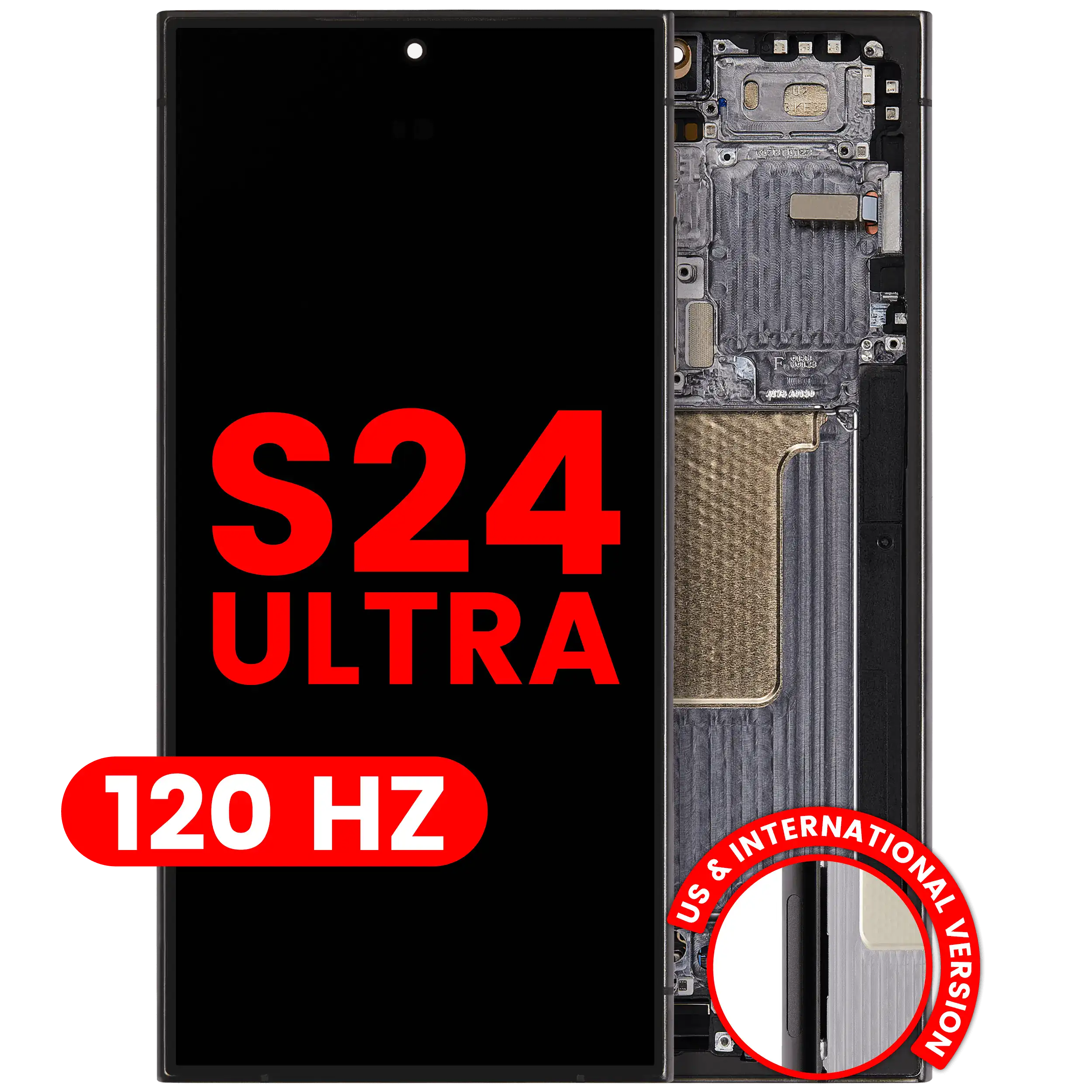 OLED Display mit Rahmen für Samsung Galaxy S24 Ultra (US & International Version) (Aftermarket Pro) (120Hz) (Titanium Gray (Grau)) – Bild 3