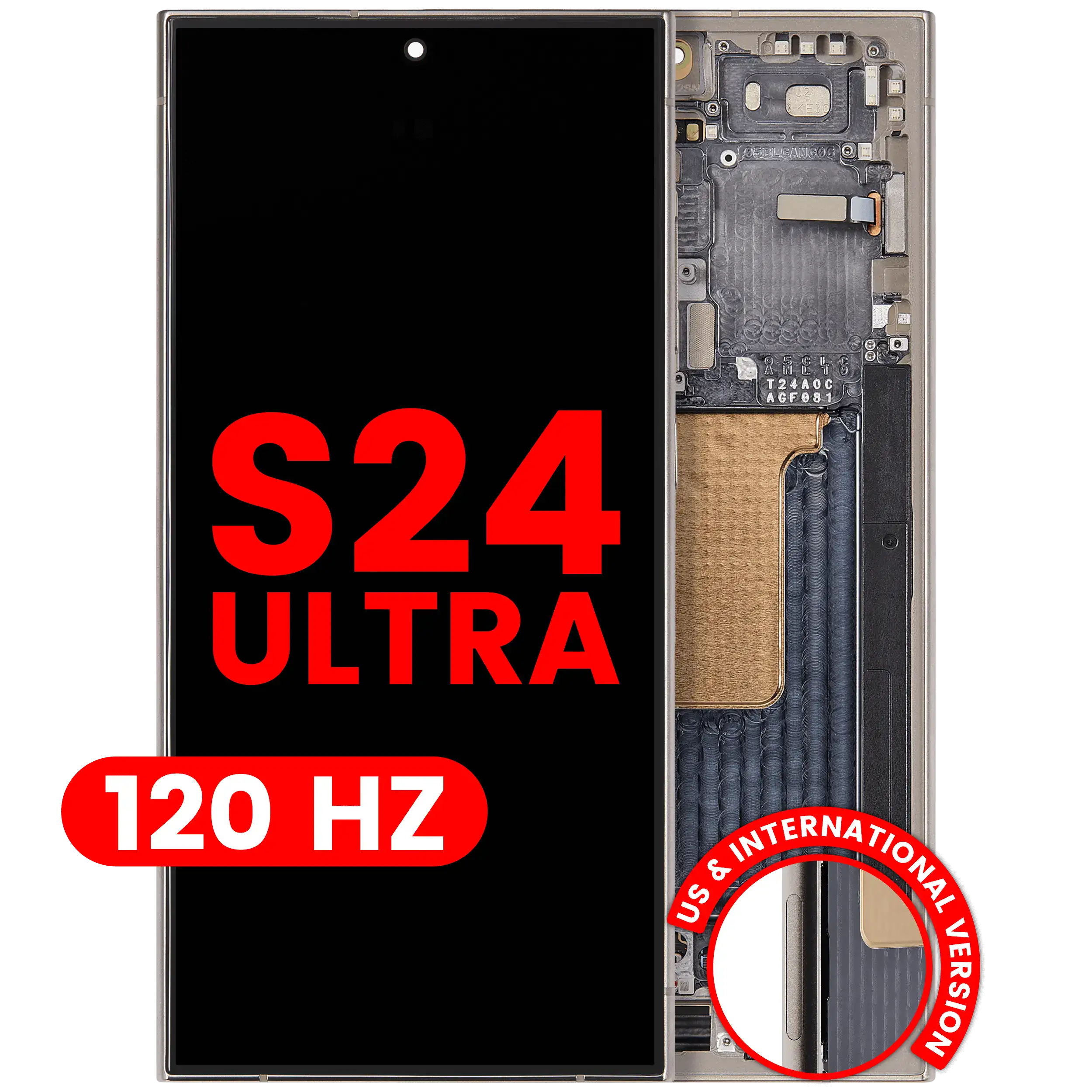 OLED Display mit Rahmen für Samsung Galaxy S24 Ultra (US & International Version) (Aftermarket Pro) (120Hz) (Titanium Gray (Grau)) – Bild 4