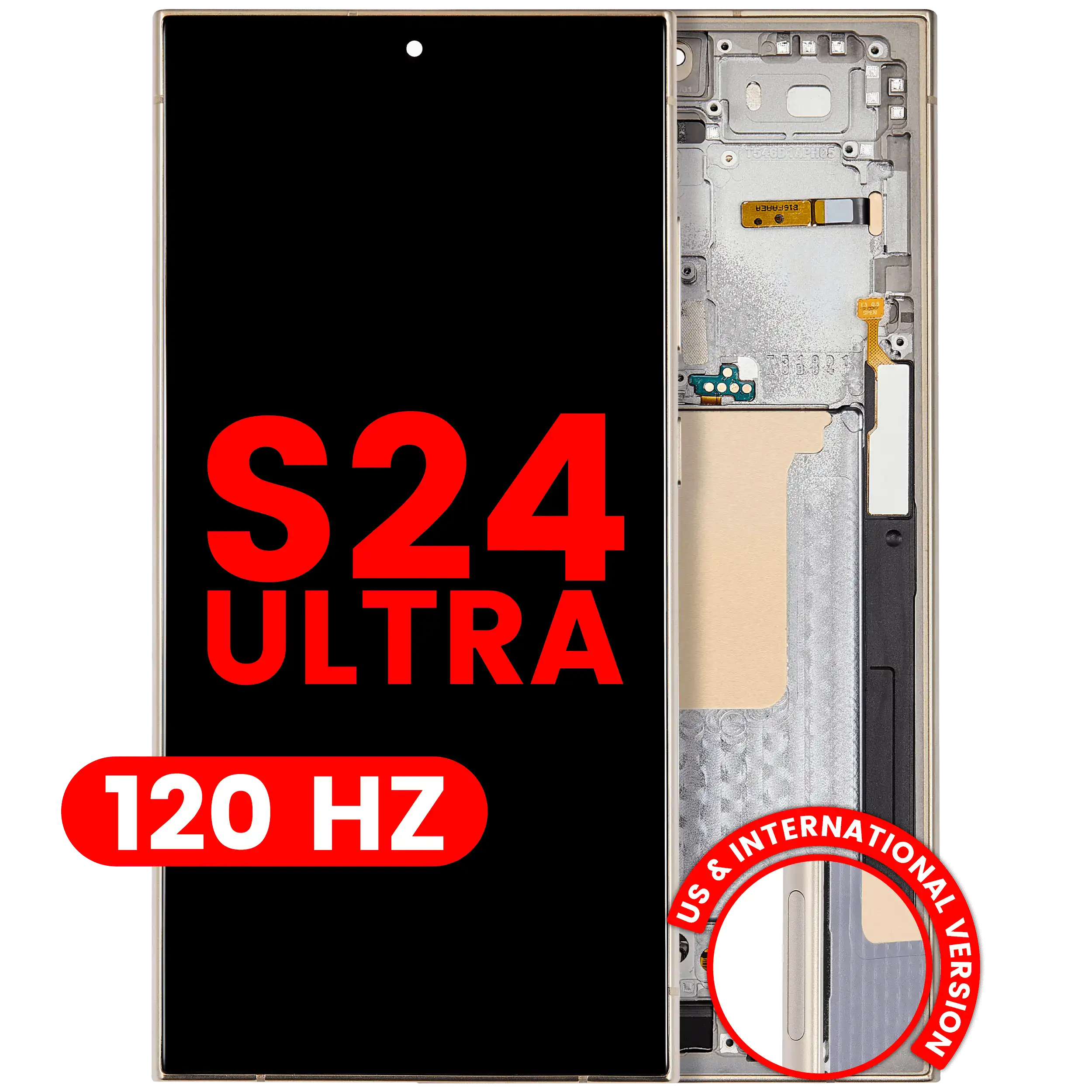 OLED Display mit Rahmen für Samsung Galaxy S24 Ultra (US & International Version) (Aftermarket Pro) (120Hz) (Titanium Gray (Grau)) – Bild 5