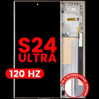 OLED Display mit Rahmen für Samsung Galaxy S24 Ultra (US & International Version) (Aftermarket Pro) (120Hz) (Titanium Yellow)