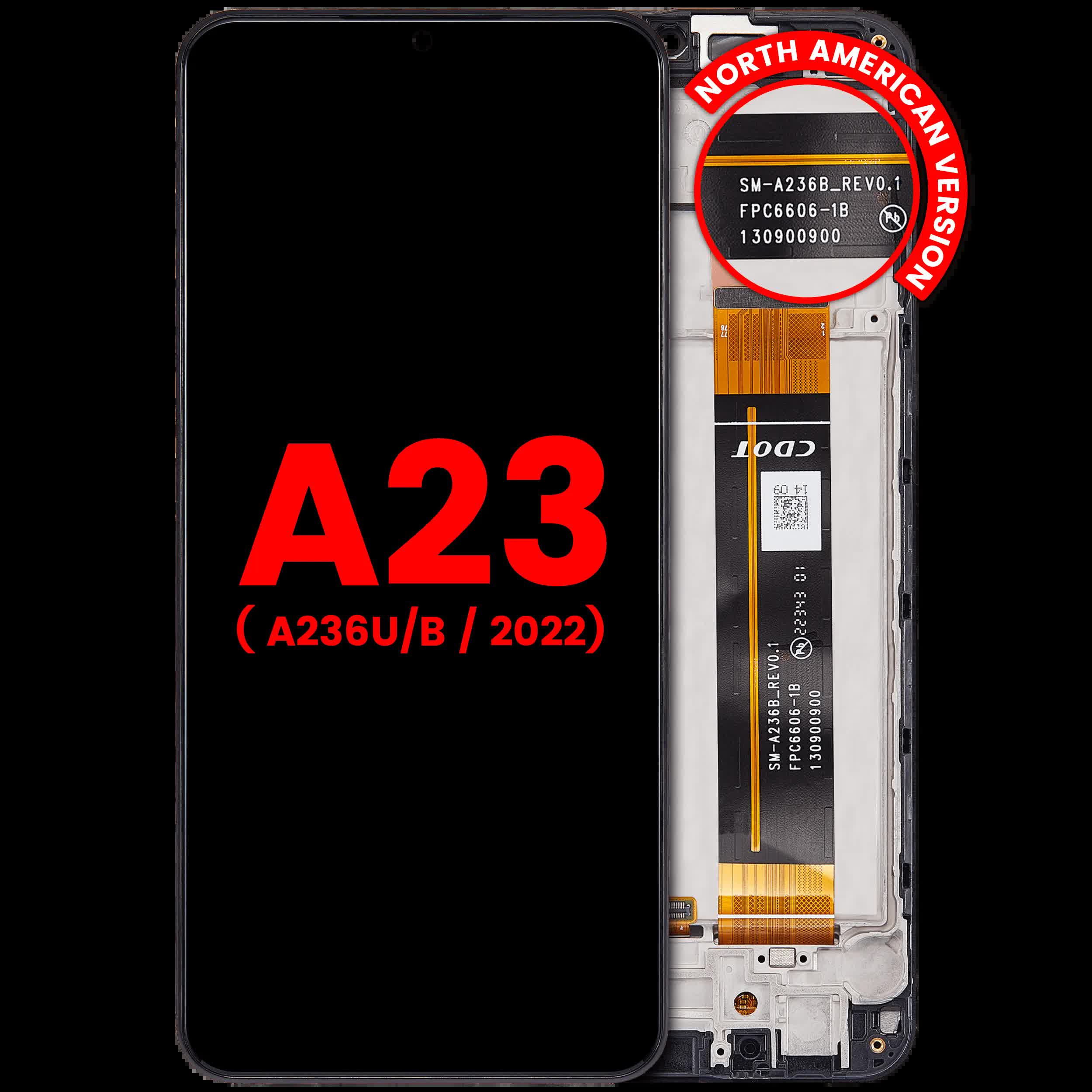 LCD Display mit Rahmen für Samsung Galaxy A23 5G (A236U/B / 2022) (North American U/B Version) (Aftermarket Plus)