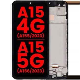 OLED Display mit Rahmen für Samsung Galaxy A15 4G (A155 / 2023) / A15 5G (A156 / 2023) (6.36" )(Aftermarket Plus)