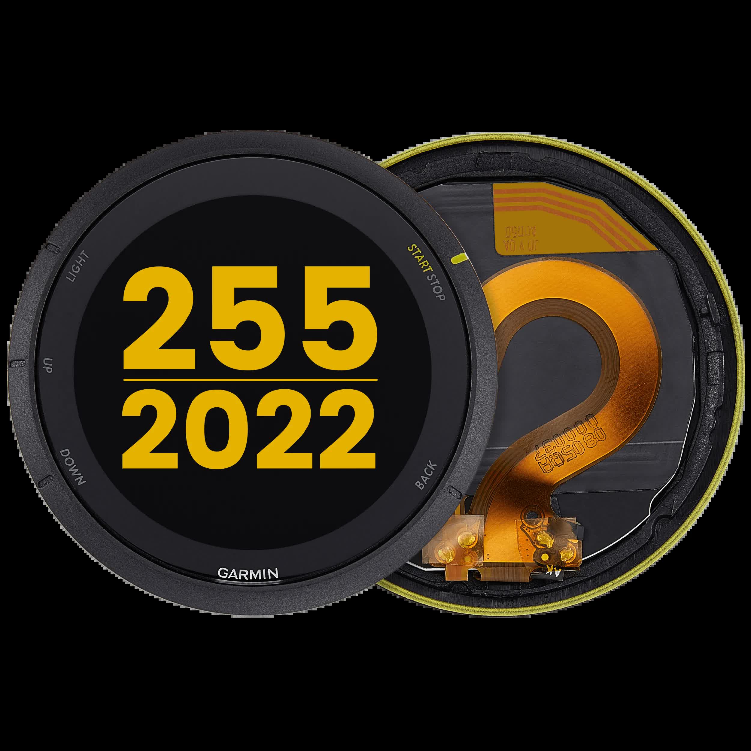 LCD Display mit Rahmen für Garmin Forerunner 255 (2022) (Yellow) (Premium)