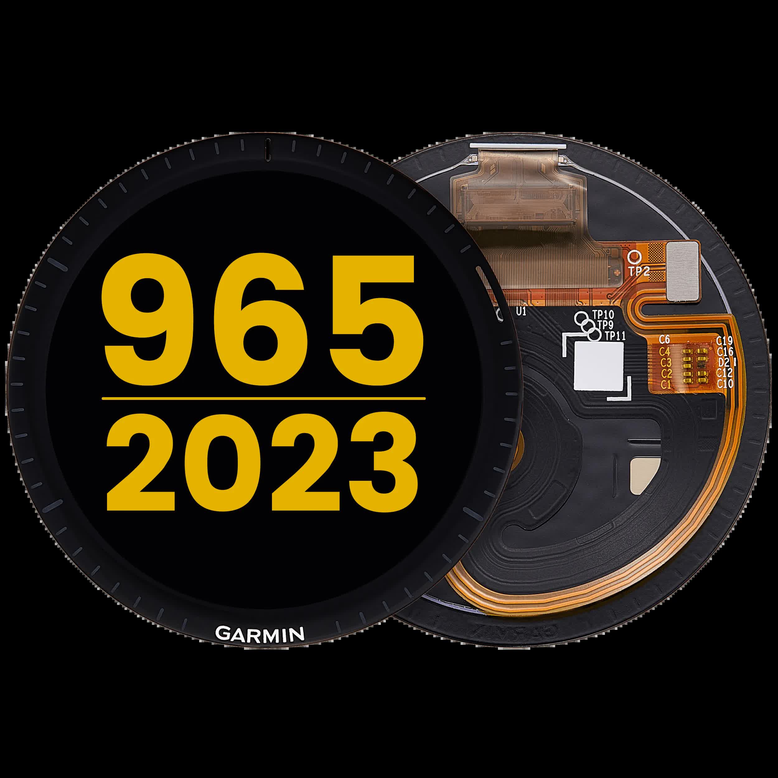 OLED Display ohne Rahmen für Garmin Forerunner 965 (2023) (Premium) (Black (Schwarz))