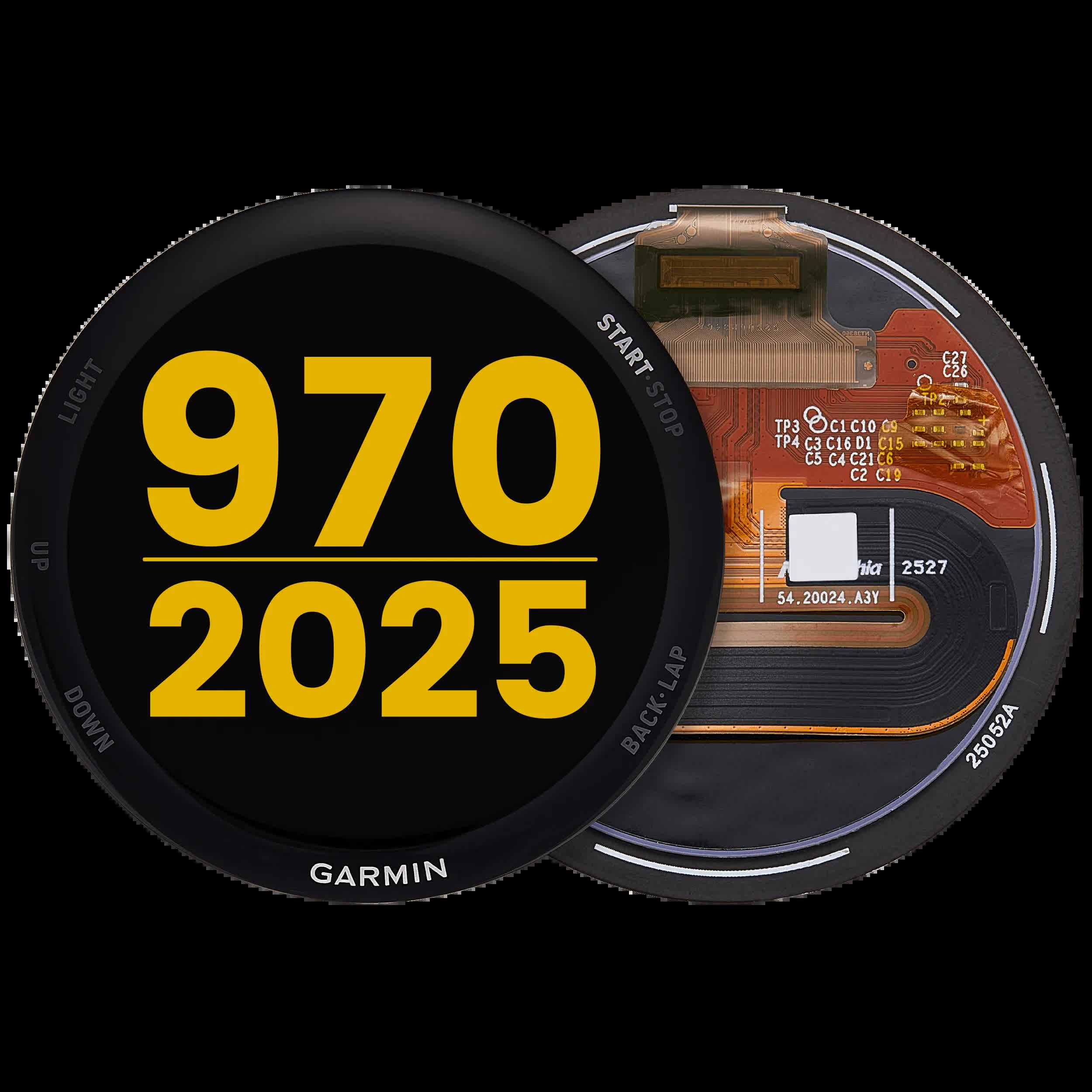 OLED Display ohne Rahmen für Garmin Forerunner 970 (2025) (Premium) (Black (Schwarz))