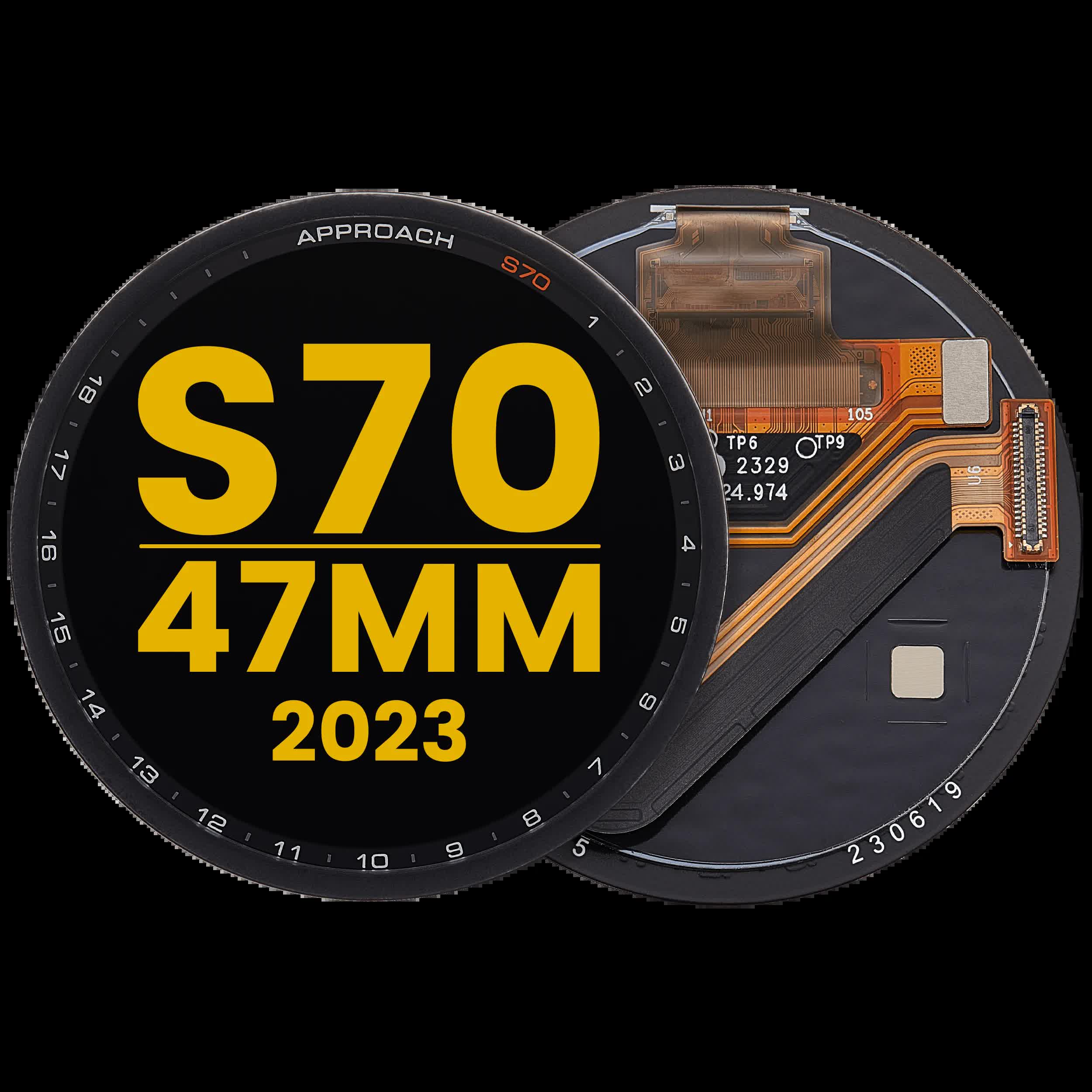 OLED Display ohne Rahmen für Garmin Approach S70 (47mm) (2023) (Premium) (Black (Schwarz))
