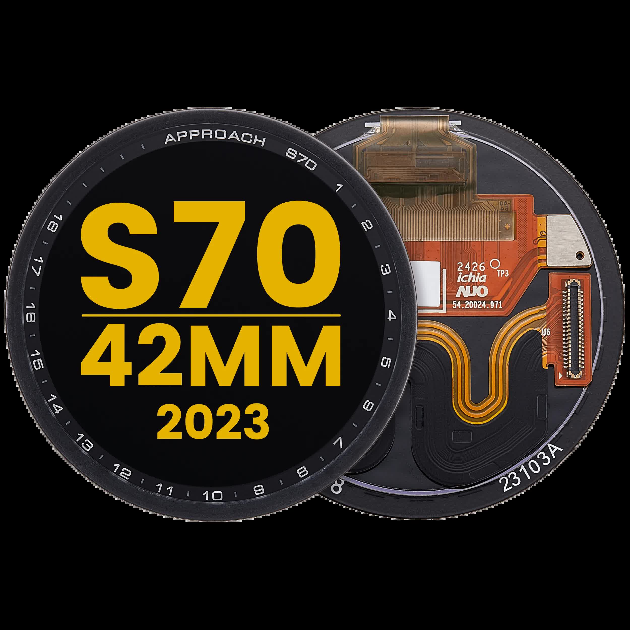 OLED Display ohne Rahmen für Garmin Approach S70 (42mm) (2023) (Premium) (Black (Schwarz))