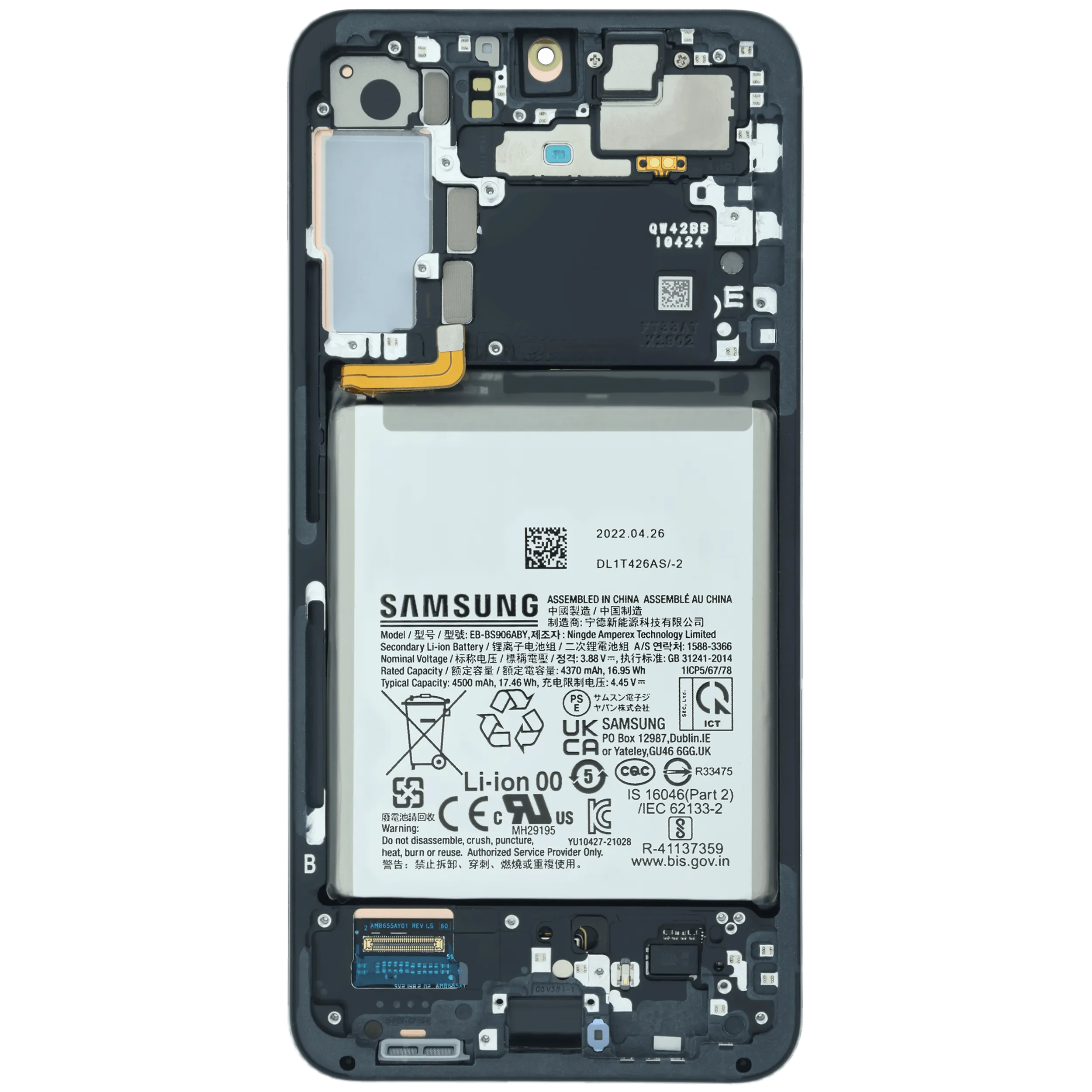 OLED Display mit Rahmen für Samsung Galaxy S22 Plus 5G (US & International) (Service Pack) (Graphite) – Bild 4