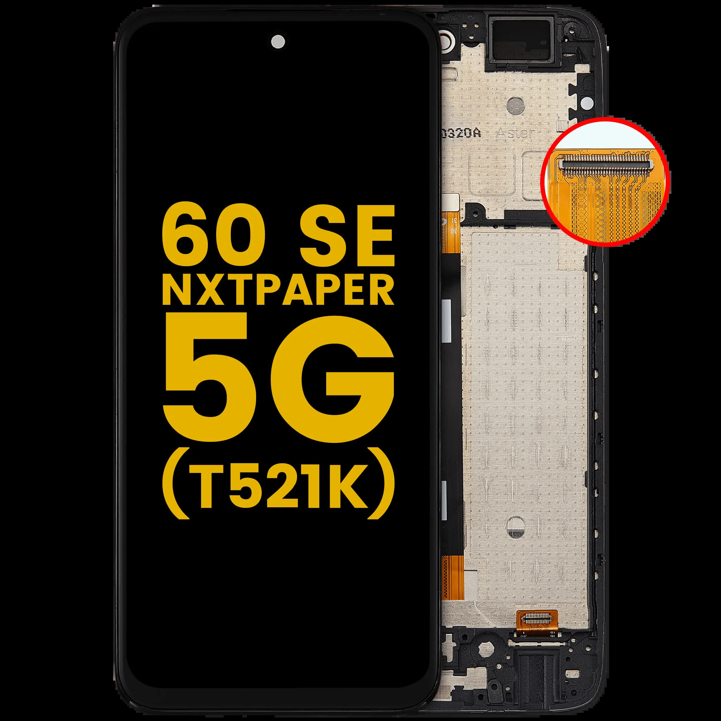 LCD Display mit Rahmen für TCL 60 SE NxtPaper 5G (T521K) (professionell aufgearbeitet)