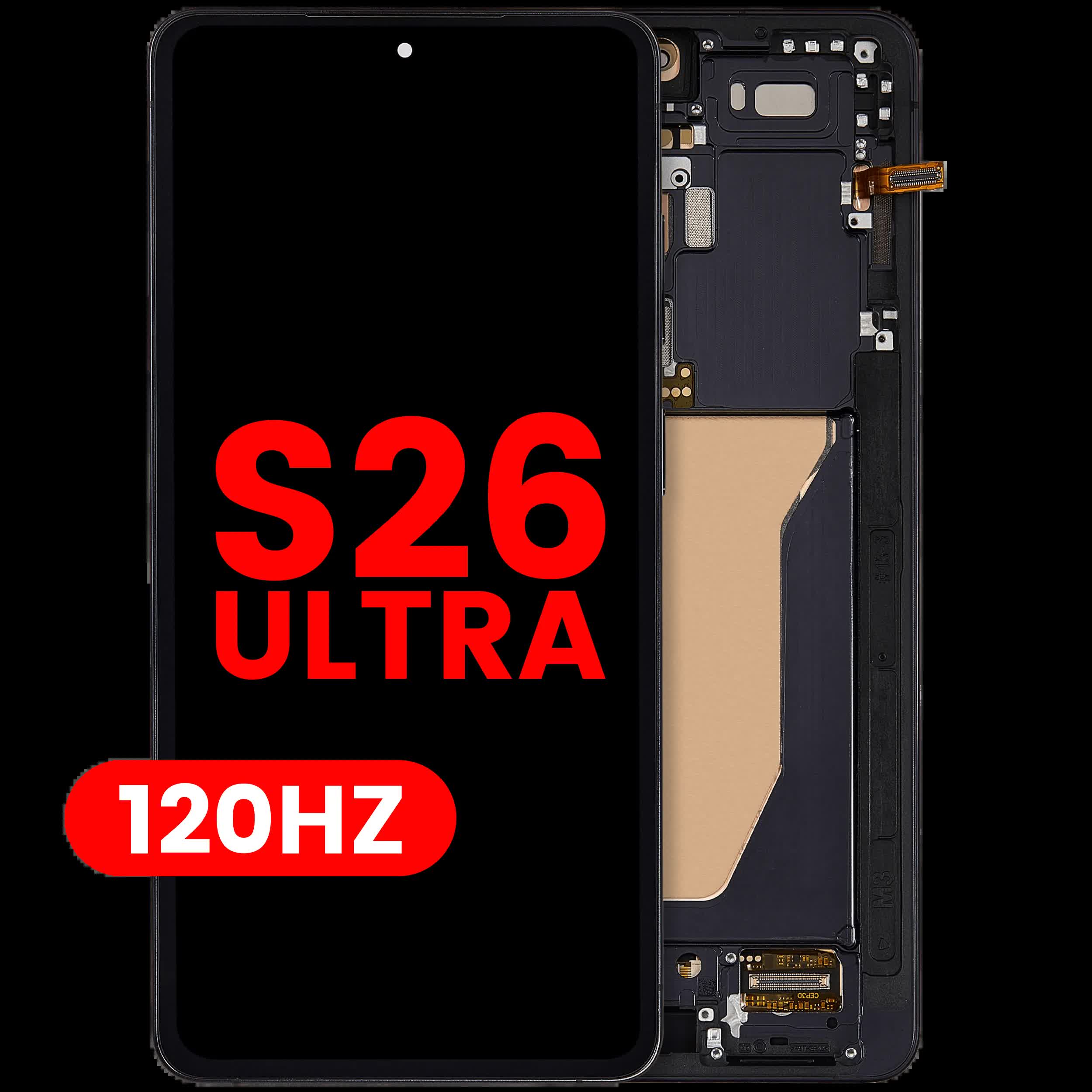 OLED Display mit Rahmen für Samsung Galaxy S26 Ultra 5G (US & International Version) (Aftermarket Plus) (120Hz) (Black (Schwarz))