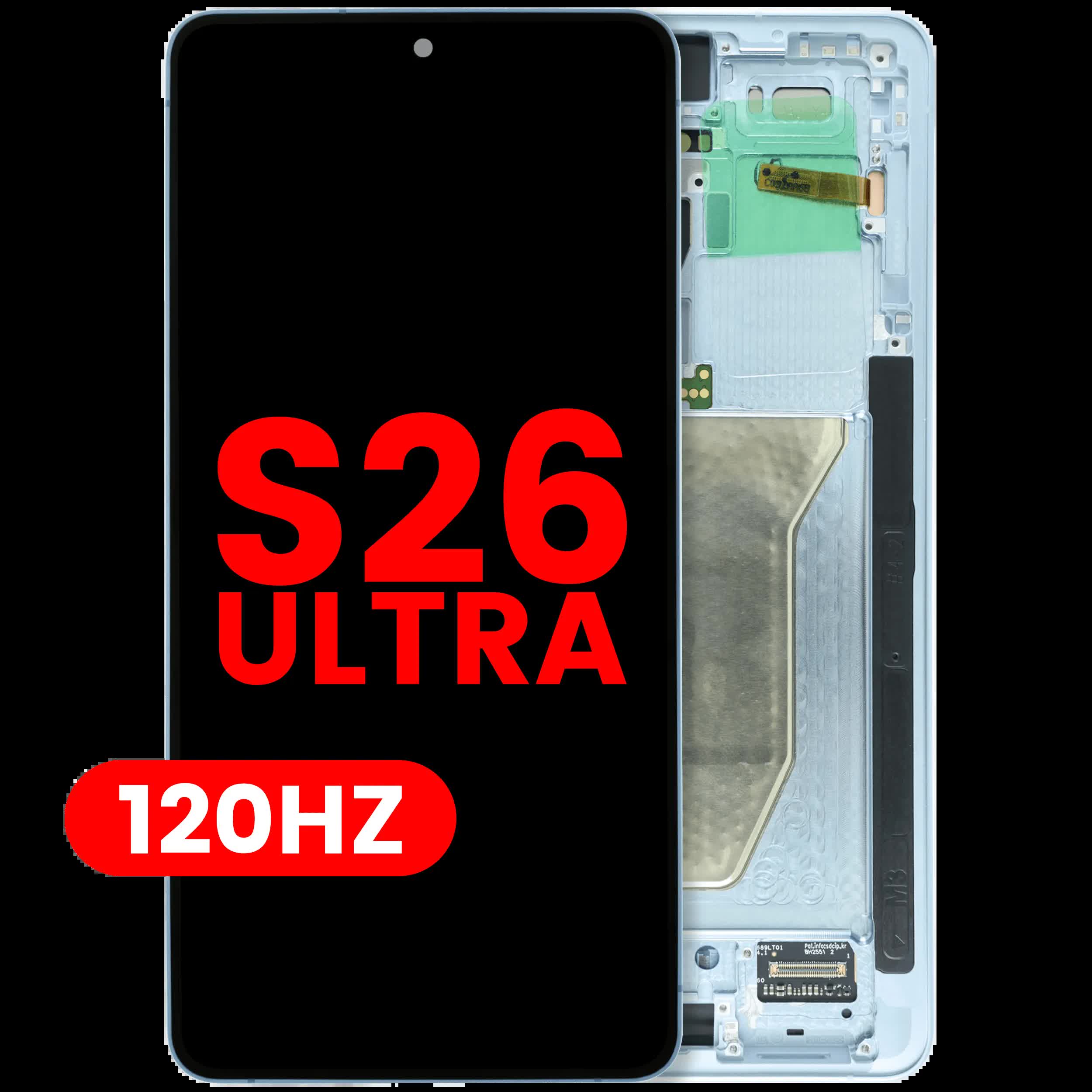 OLED Display mit Rahmen für Samsung Galaxy S26 Ultra 5G (US & International Version) (Aftermarket Plus) (120Hz) (Sky Blue)