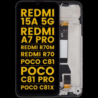 LCD Display mit Rahmen für Xiaomi Redmi 15A 5G / Redmi A7 Pro / Poco C81 / Poco C81 Pro / Poco C81X / Redmi R70m / Redmi R70 (professionell aufgearbeitet) (