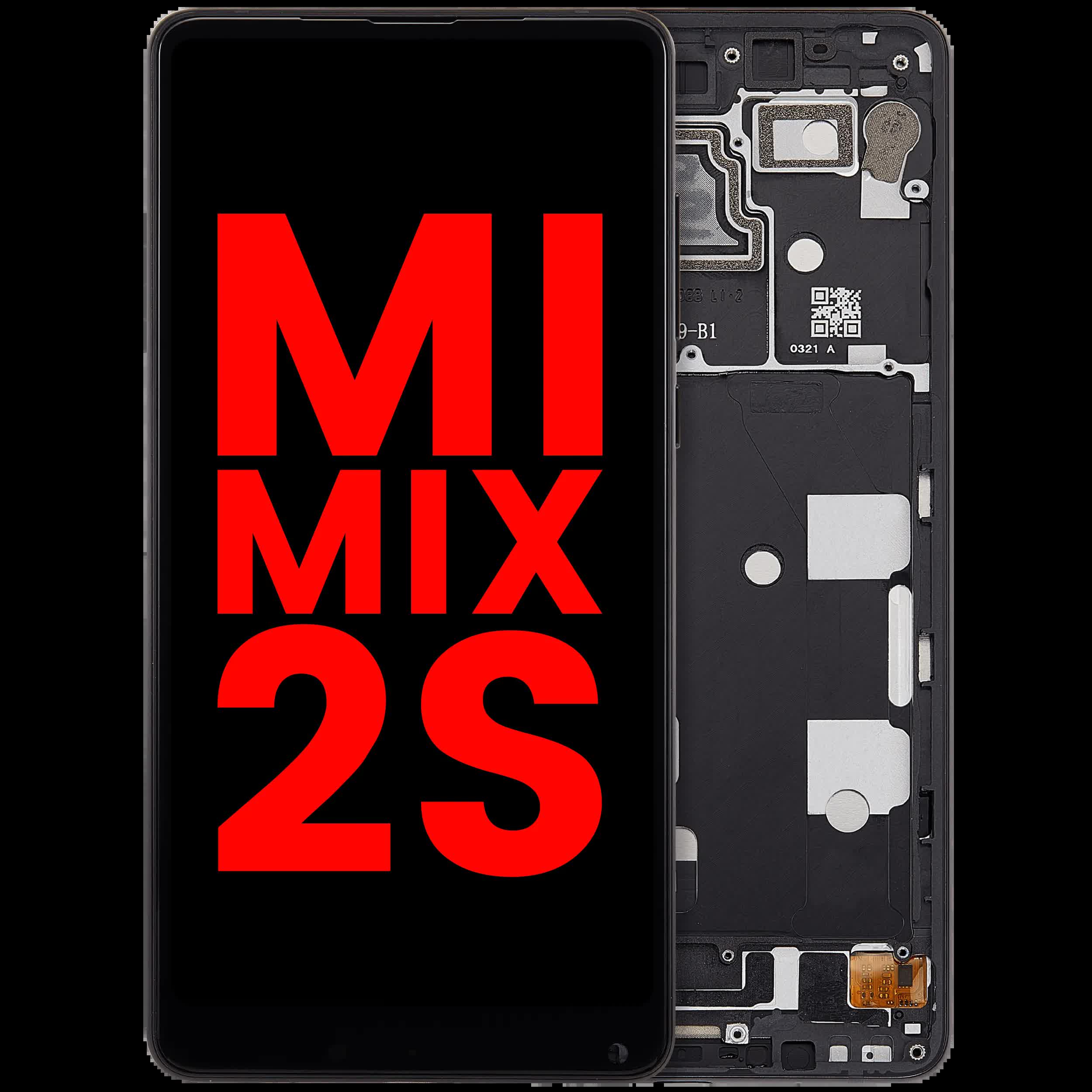LCD Display mit Rahmen für Xiaomi Mi Mix 2S (Aftermarket Plus) (Black (Schwarz))