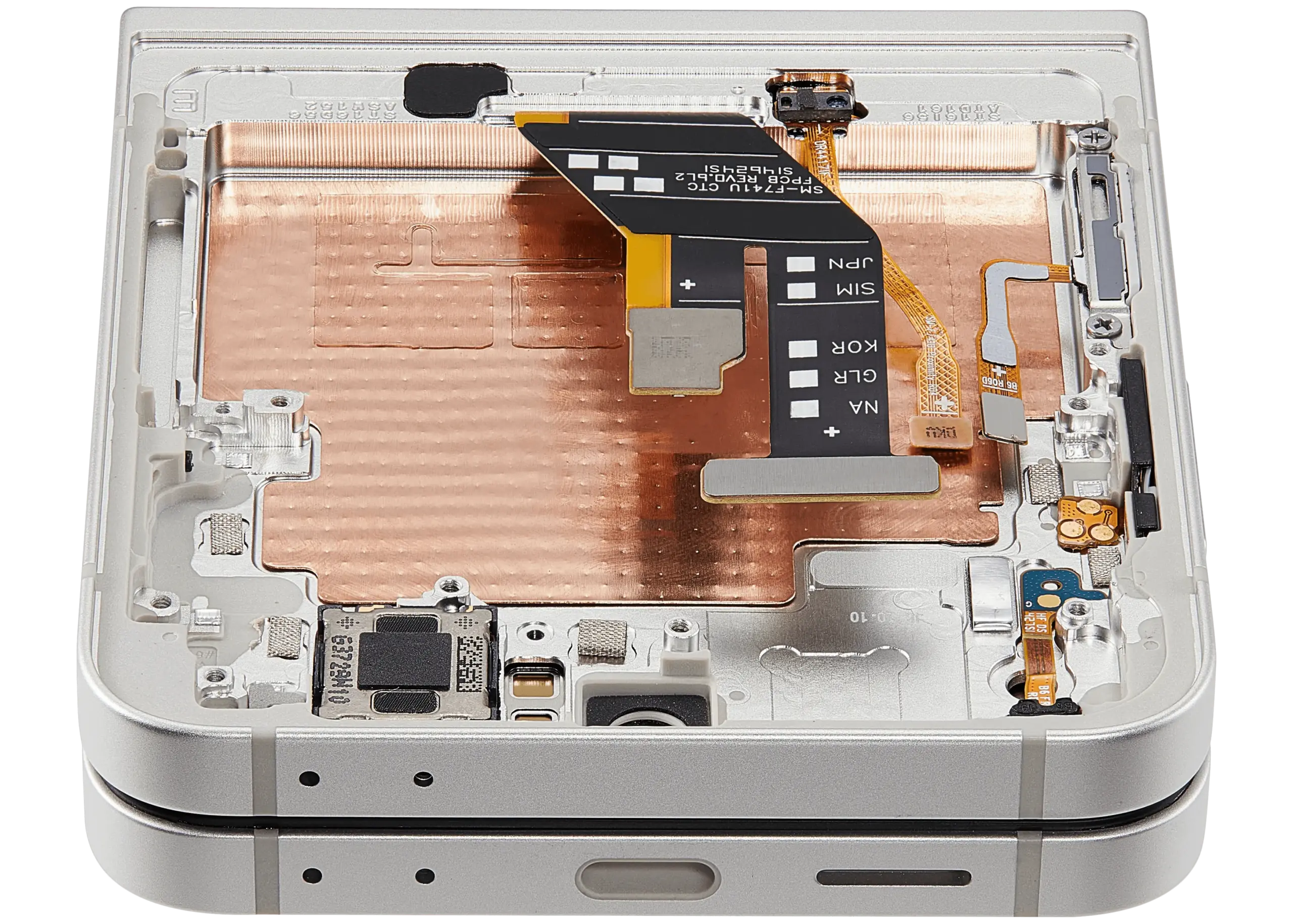 Inner OLED Display mit Rahmen für Samsung Galaxy Z Flip 7 FE 5G (F761) (US & International) (professionell aufgearbeitet) (Silver Shadow) – Bild 3