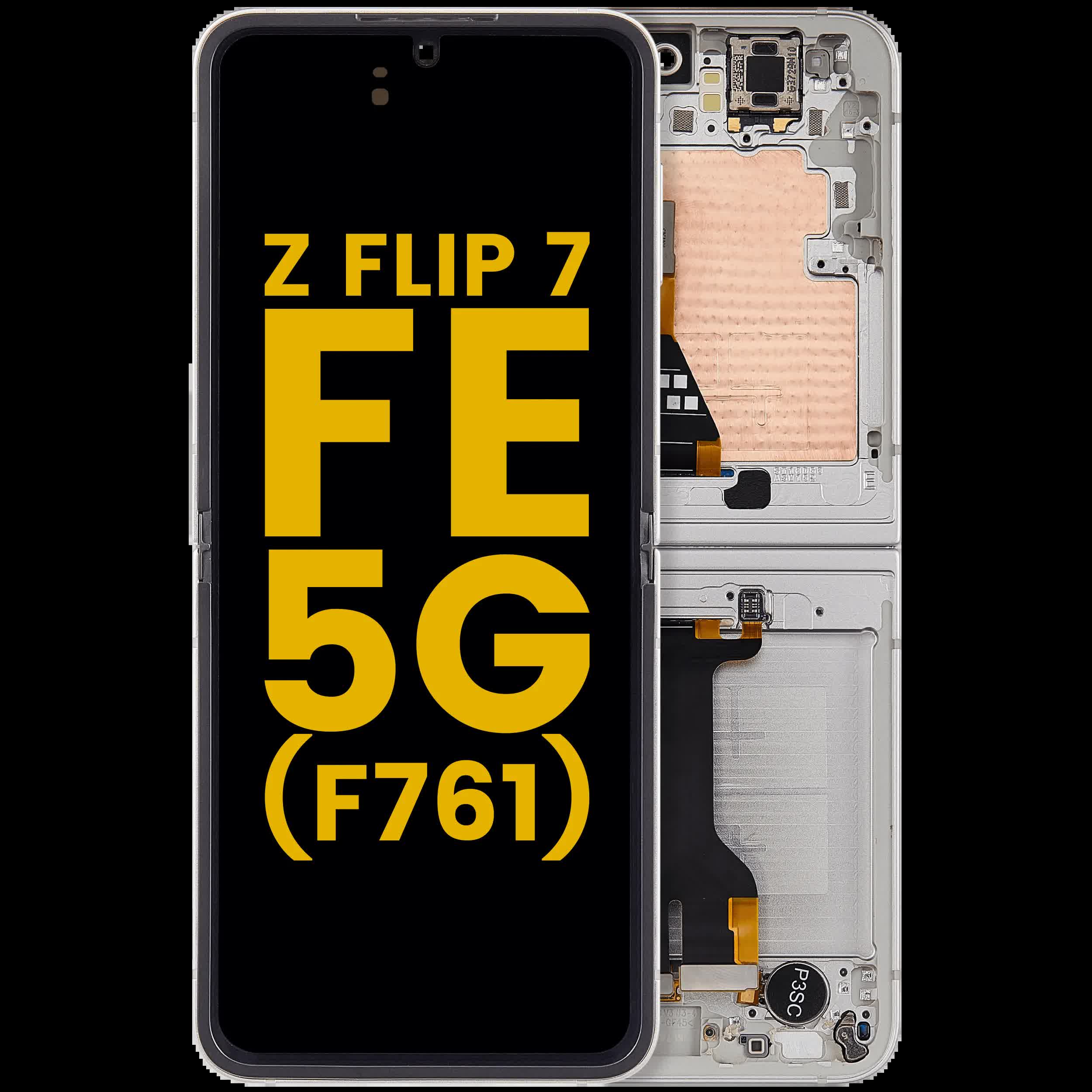 Inner OLED Display mit Rahmen für Samsung Galaxy Z Flip 7 FE 5G (F761) (US & International) (professionell aufgearbeitet) (Silver Shadow)