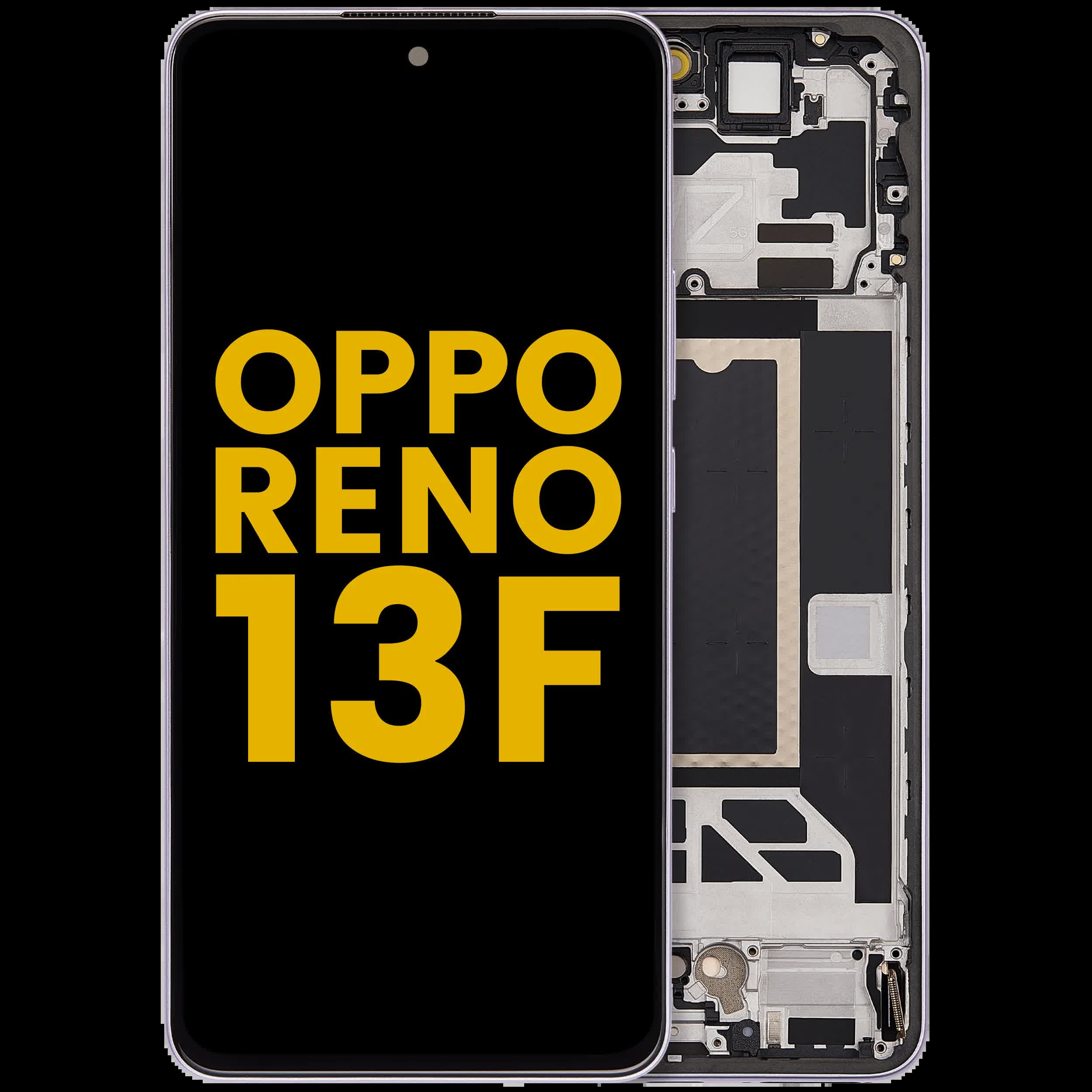 OLED Display mit Rahmen für Oppo Reno13 F 4G / 5G (professionell aufgearbeitet) (Plume Purple)