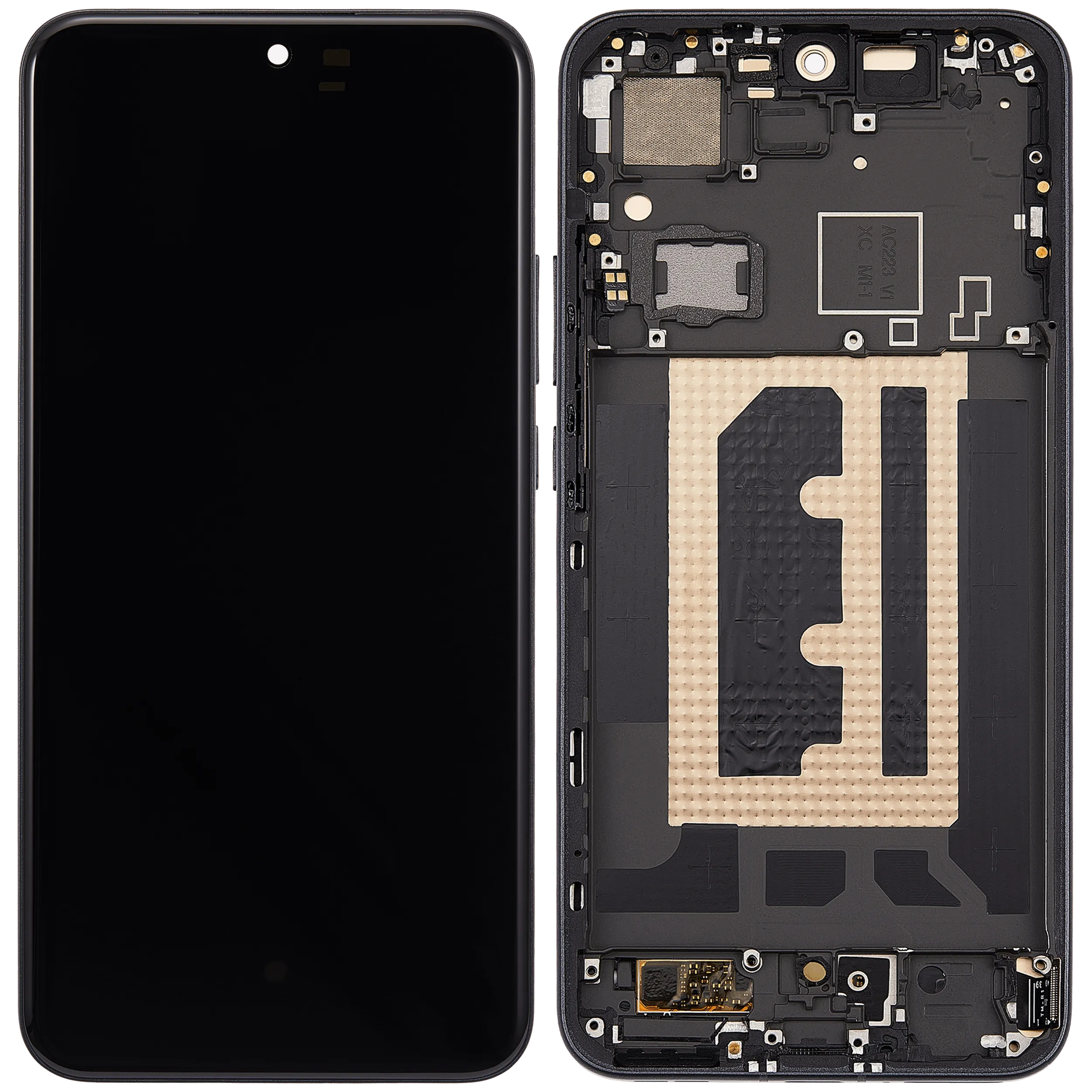 OLED Display mit Rahmen für Oppo Reno 13 Pro (professionell aufgearbeitet) (Graphite Grey) – Bild 2