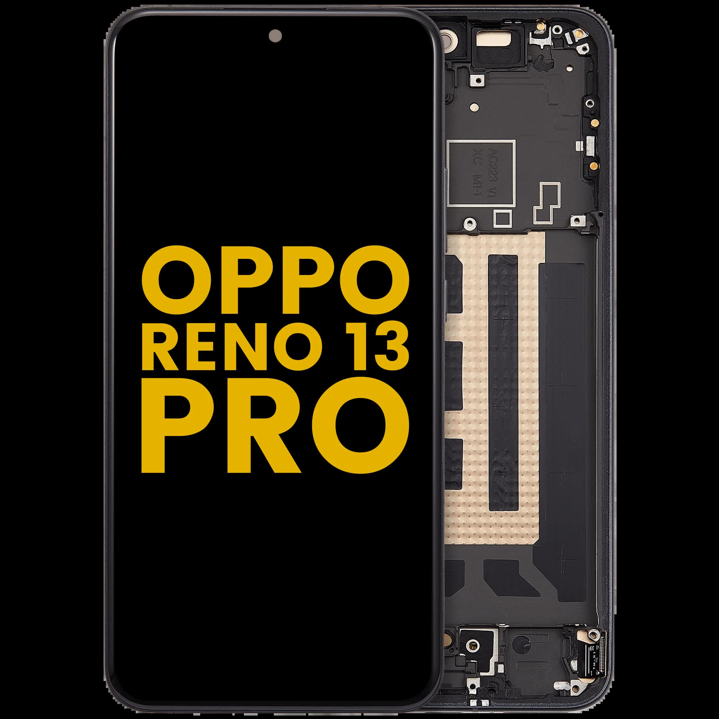 OLED Display mit Rahmen für Oppo Reno 13 Pro (professionell aufgearbeitet) (Graphite Grey)