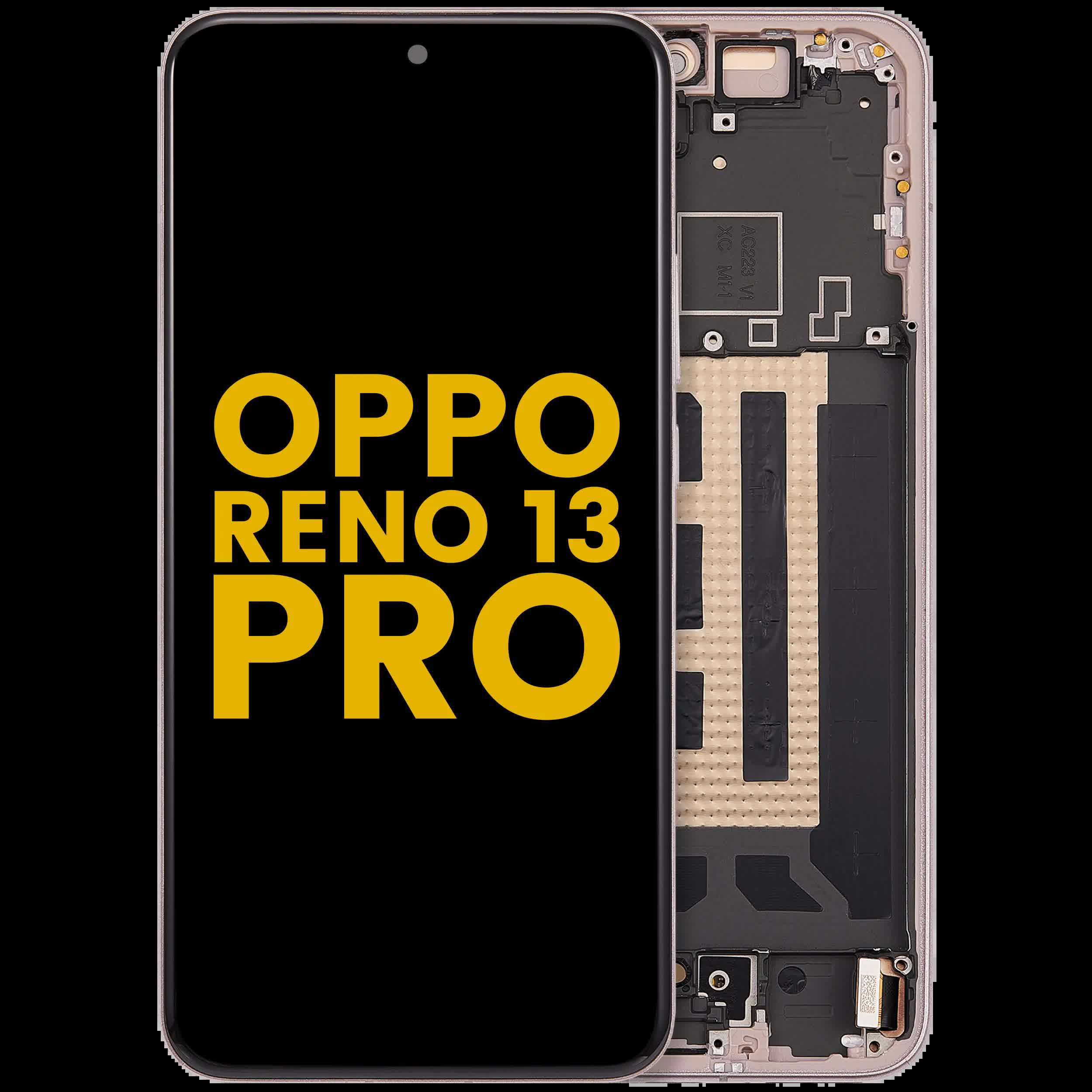 OLED Display mit Rahmen für Oppo Reno 13 Pro (professionell aufgearbeitet) (Pink (Rosa))
