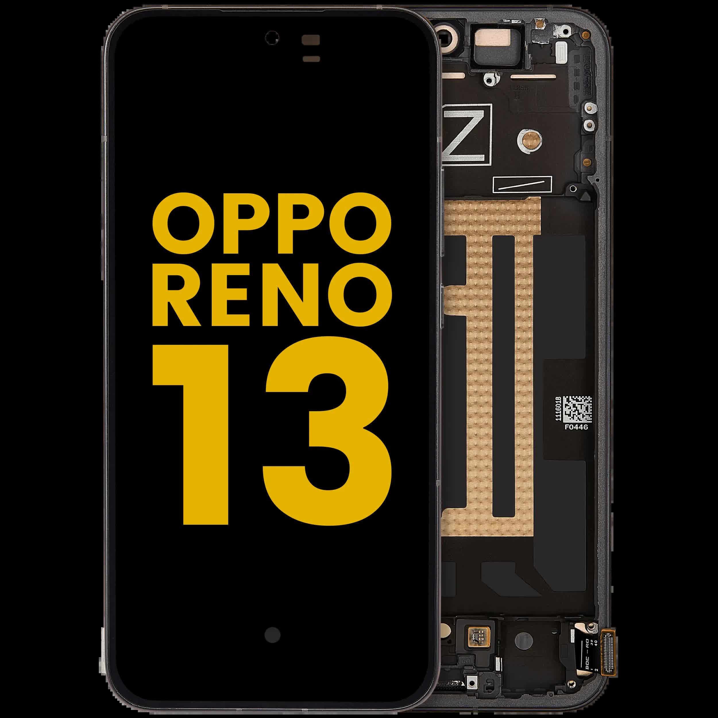 OLED Display mit Rahmen für OPPO Reno 13 (professionell aufgearbeitet) (Black (Schwarz))