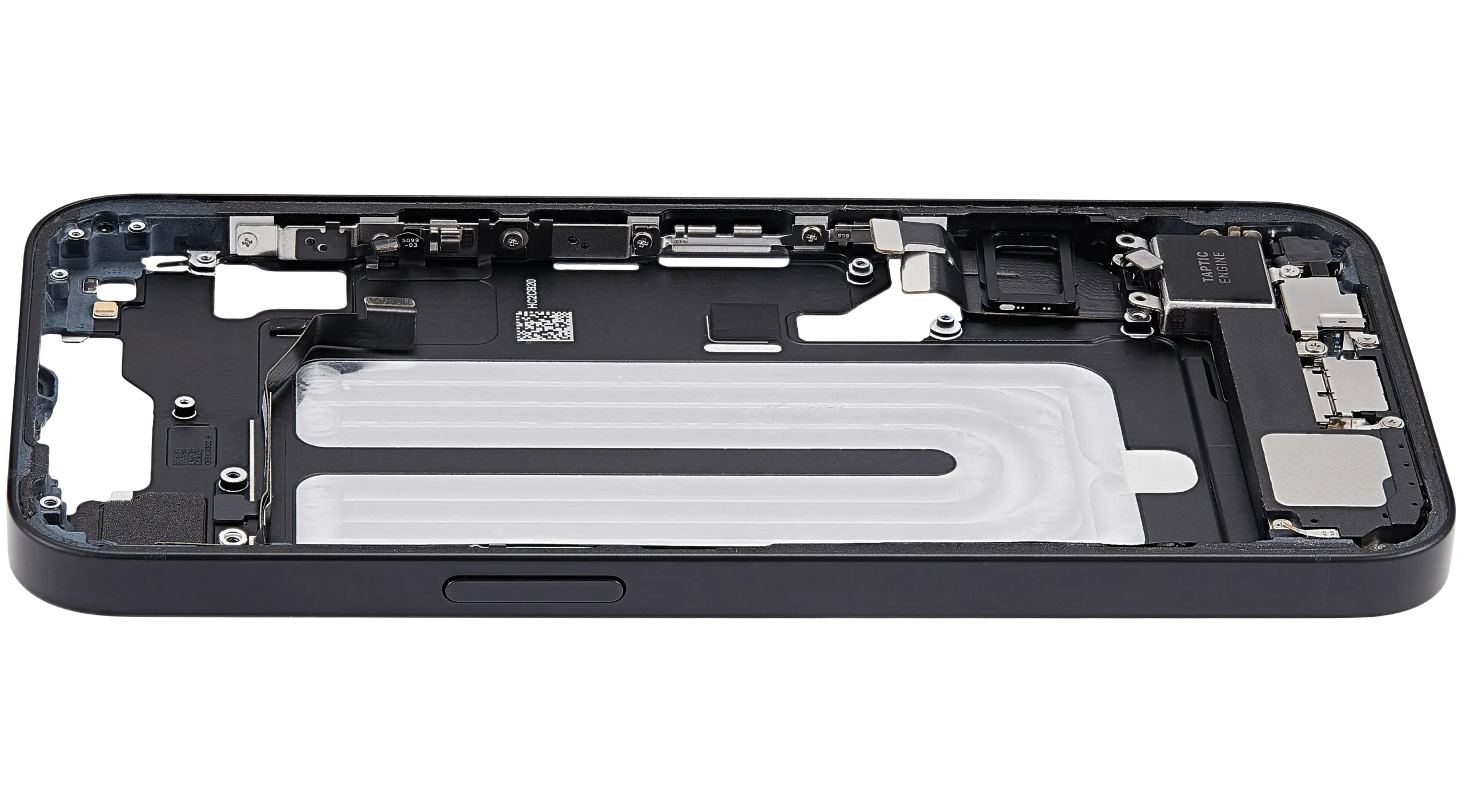 Mittelrahmen mit Ladebuchsen-Flex und Kleinteilen für iPhone 16e / 17e (EU / globale Version) (ausgebautes Originalteil: Grade B) (Black (Schwarz)) – Bild 2