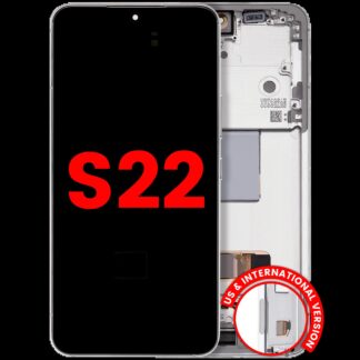 OLED Display mit Rahmen für Samsung Galaxy S22 5G (US & International) (Aftermarket Plus) (White (Weiß))
