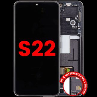OLED Display mit Rahmen für Samsung Galaxy S22 5G (US & International) (Aftermarket Plus) (Phantom Black)