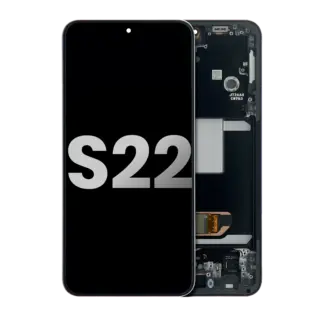 OLED Display mit Rahmen für Samsung Galaxy S22 5G (US & International) (Aftermarket Plus) (Cream)