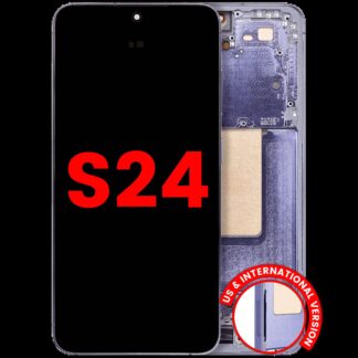 OLED Display mit Rahmen für Samsung Galaxy S24 5G (US & International Version) (Aftermarket Plus) (Cobalt Violet)