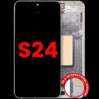 OLED Display mit Rahmen für Samsung Galaxy S24 5G (US & International Version) (Aftermarket Plus) (Marble Grey)